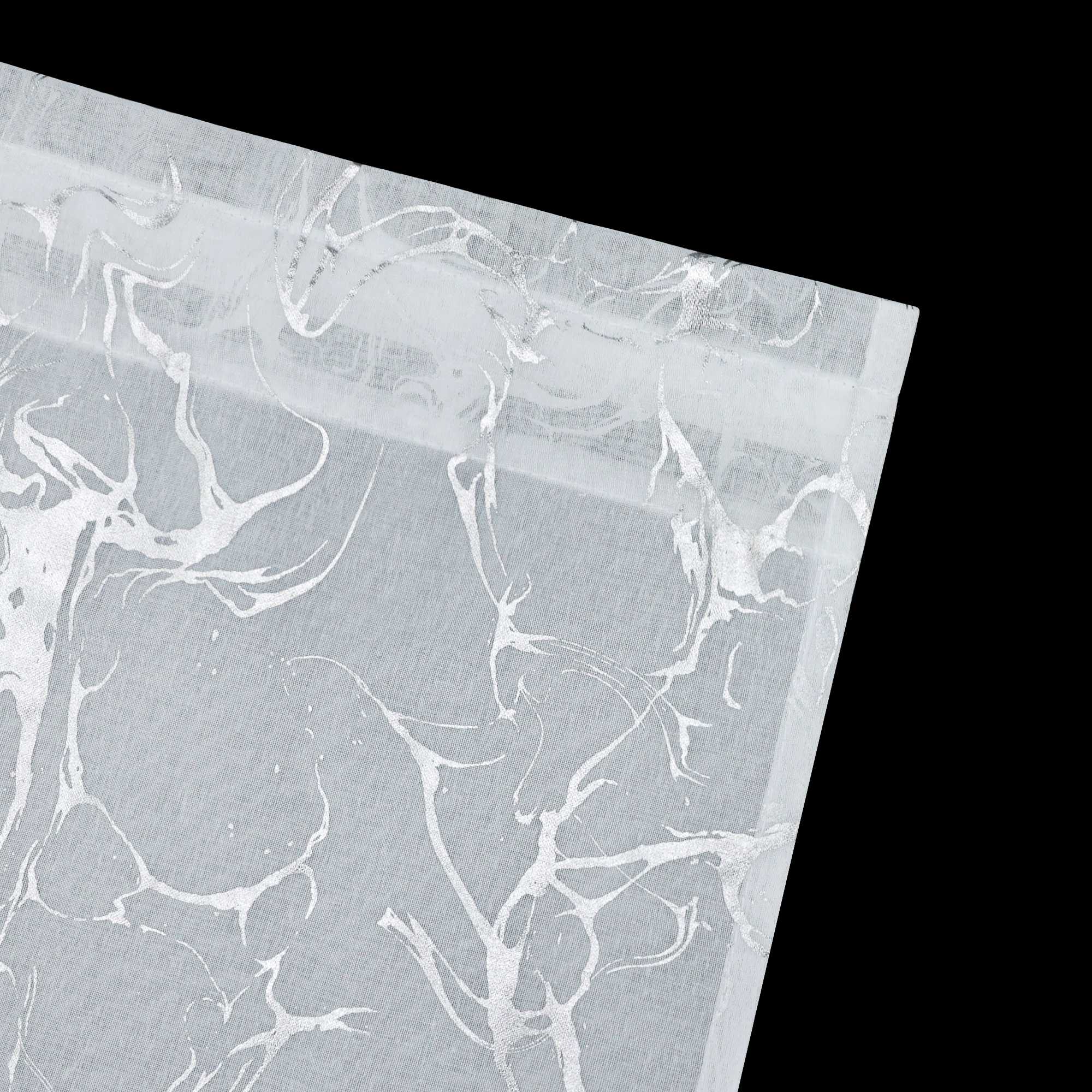 Scheibengardine durch Stangendurchzug doppelschichtige Küchengardinen mit silbernem Marmormuster 2er Set