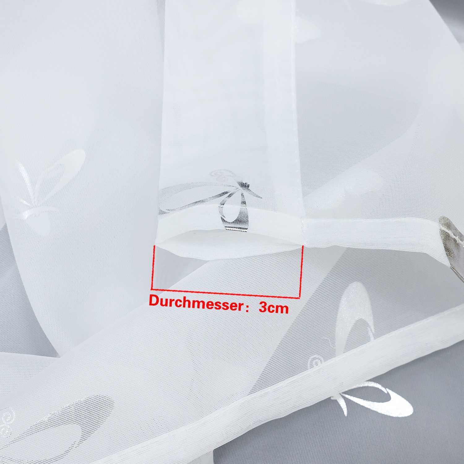 Rollos durch Stangendurchzug transparent mit Schmetterlingsmuster hochziehbare Falten 1 Stück