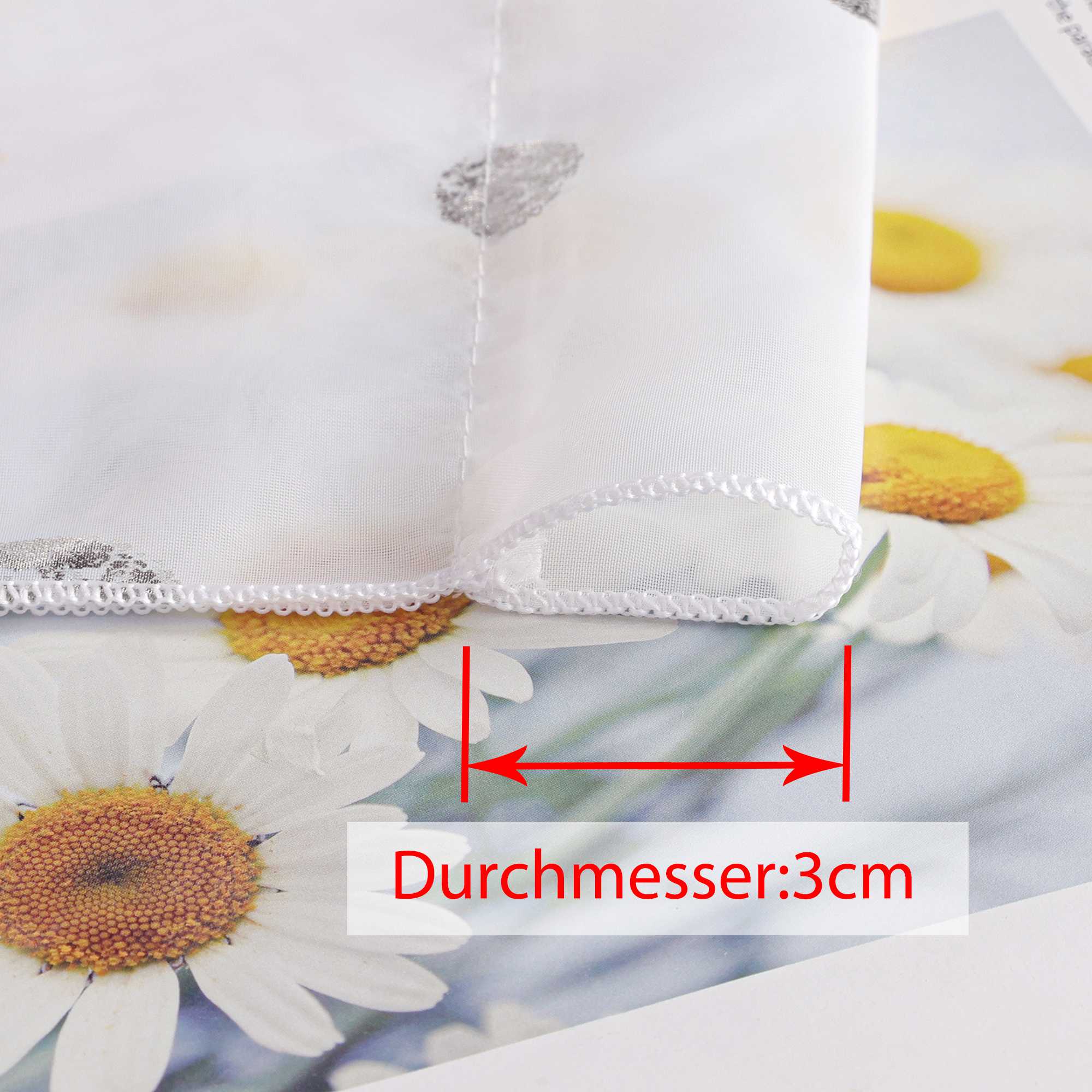 Scheibengardine Bistrogardine mit Glänz Kreise Voile Küche Gardinen durch Stangendurchzug Transparent 1 Stück
