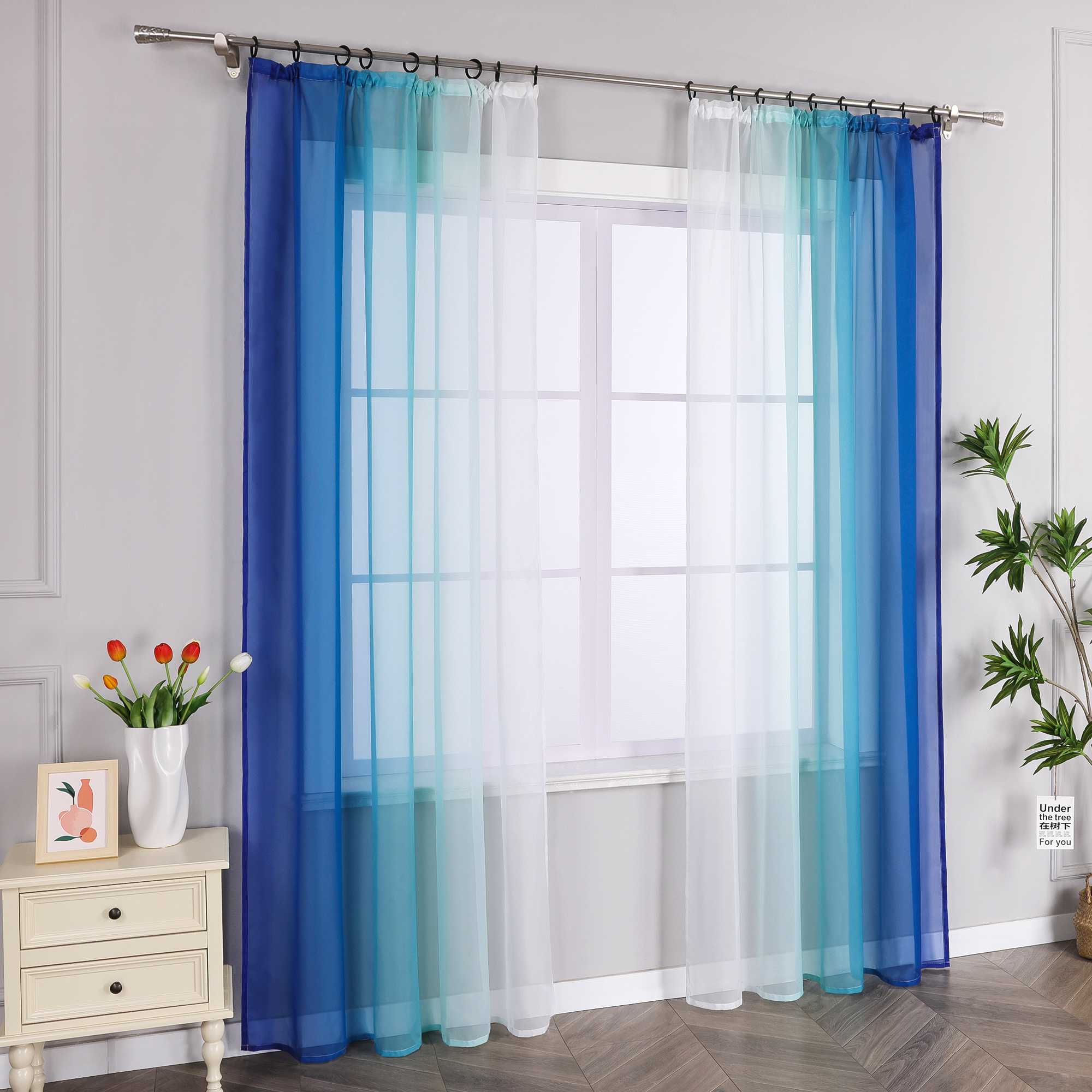 Transparente Vorhänge mit Farbverlauf 2er Set