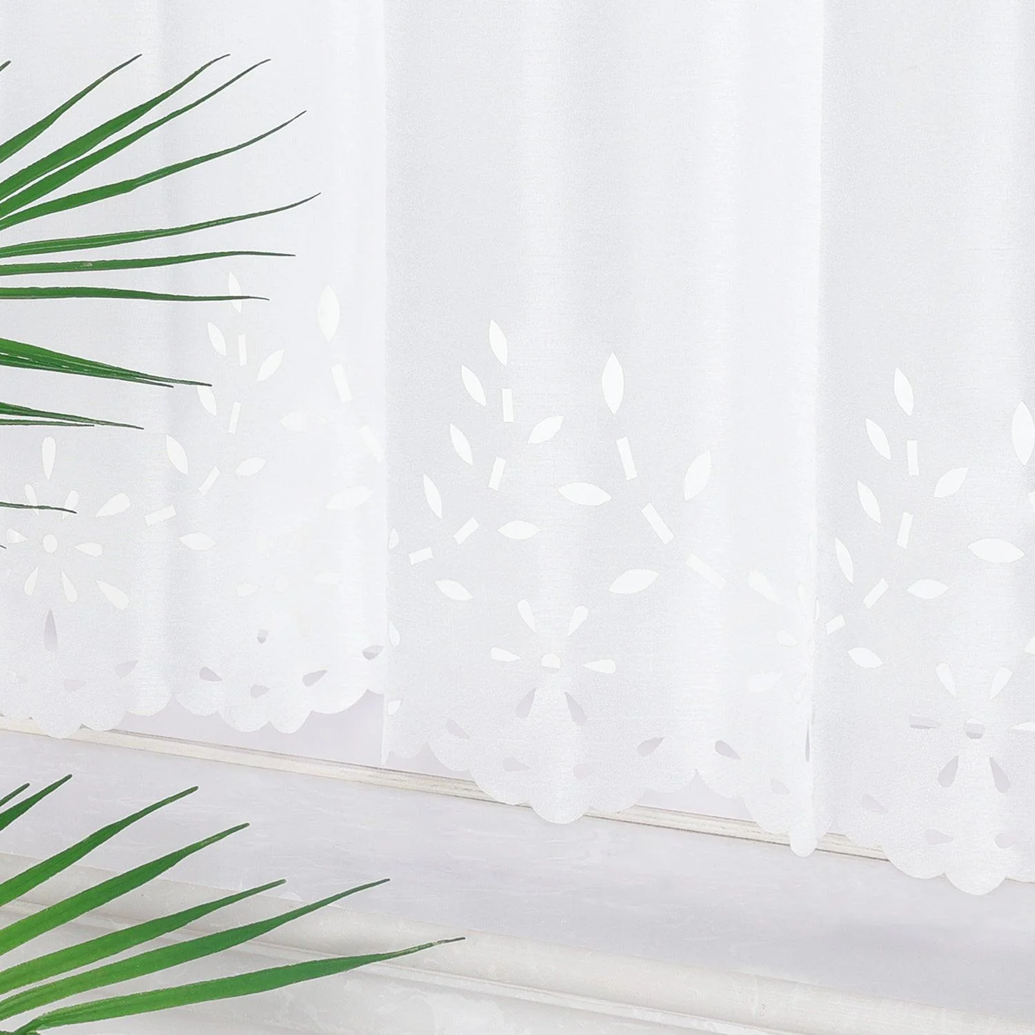 Scheibengardine mit Lochmuster Küchengardinen Kurz Voile Bistrogardine