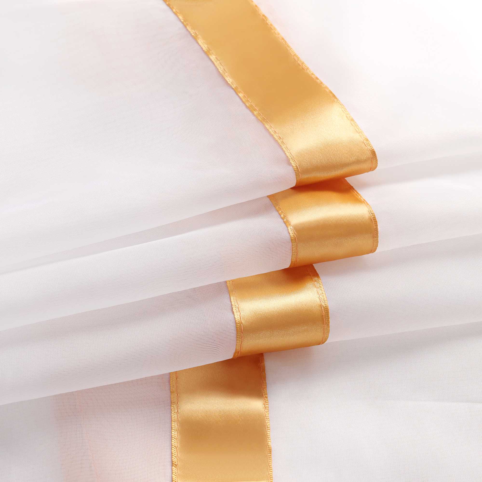 Transparenter Vorhang mit Seidenband Unifarbe Voile 1 Stück