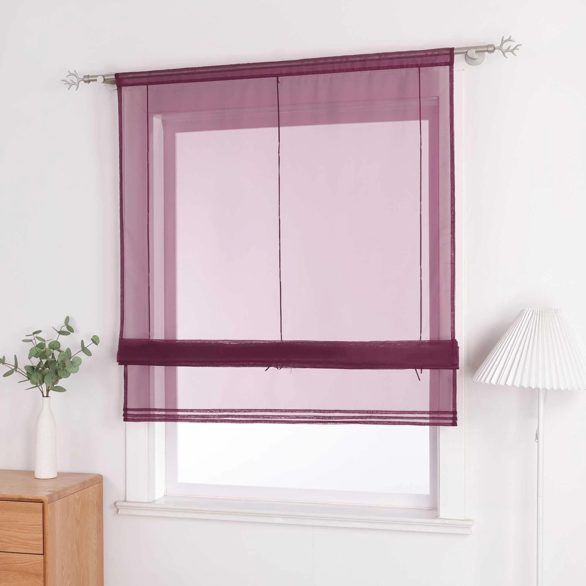 Rollos durch Stangendurchzug Transparente Luftig Unifarbig 1 Stück