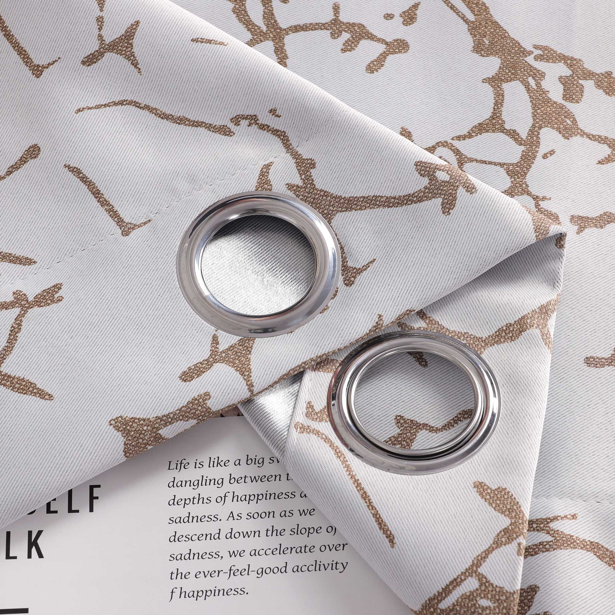 Verdunkelungsvorhang Blickdichte Gardinen Ösenschal mit Zweigdruck Thermovorhang Schlafzimmer Wohnzimmer 1 Stück