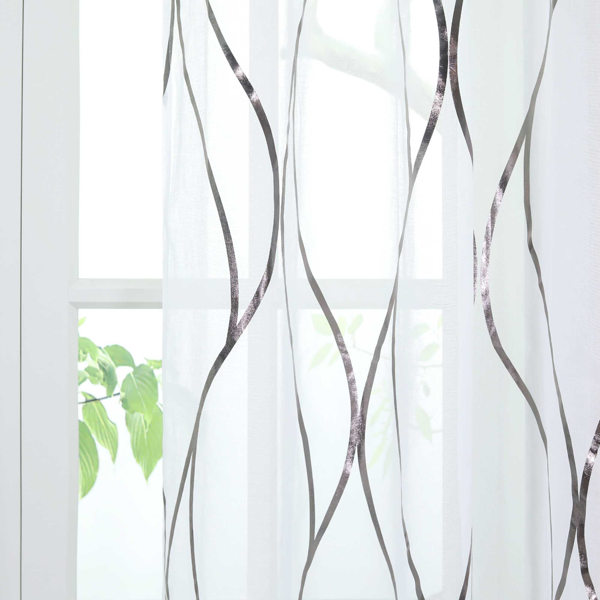 Transparenter Vorhang Ösenschal mit Wellenmuster lichtdurchlässig