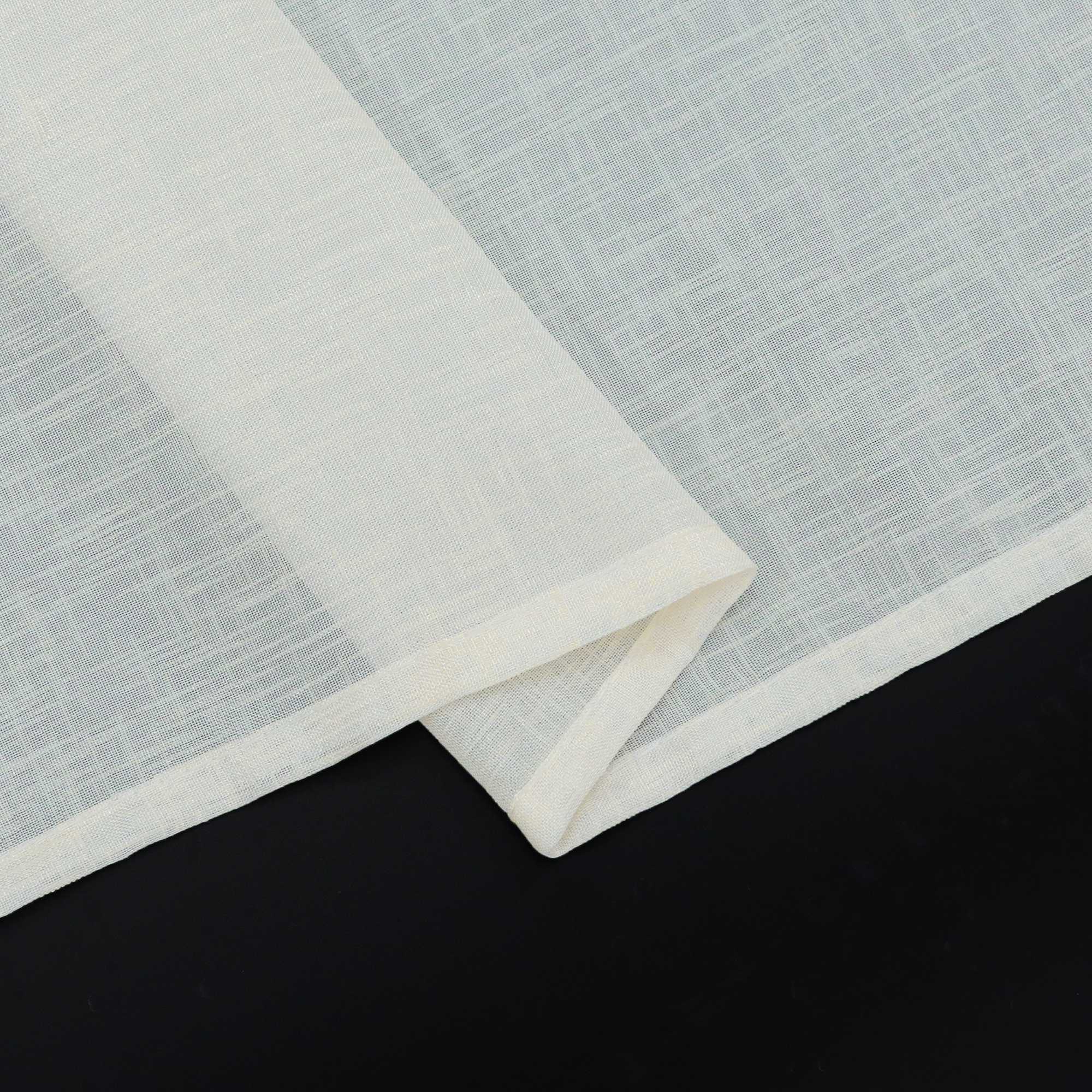 Scheibengardine 2er Set Bistrogardinen durch Tunnelzug Kurzgardinen Leinen Halbtransparent