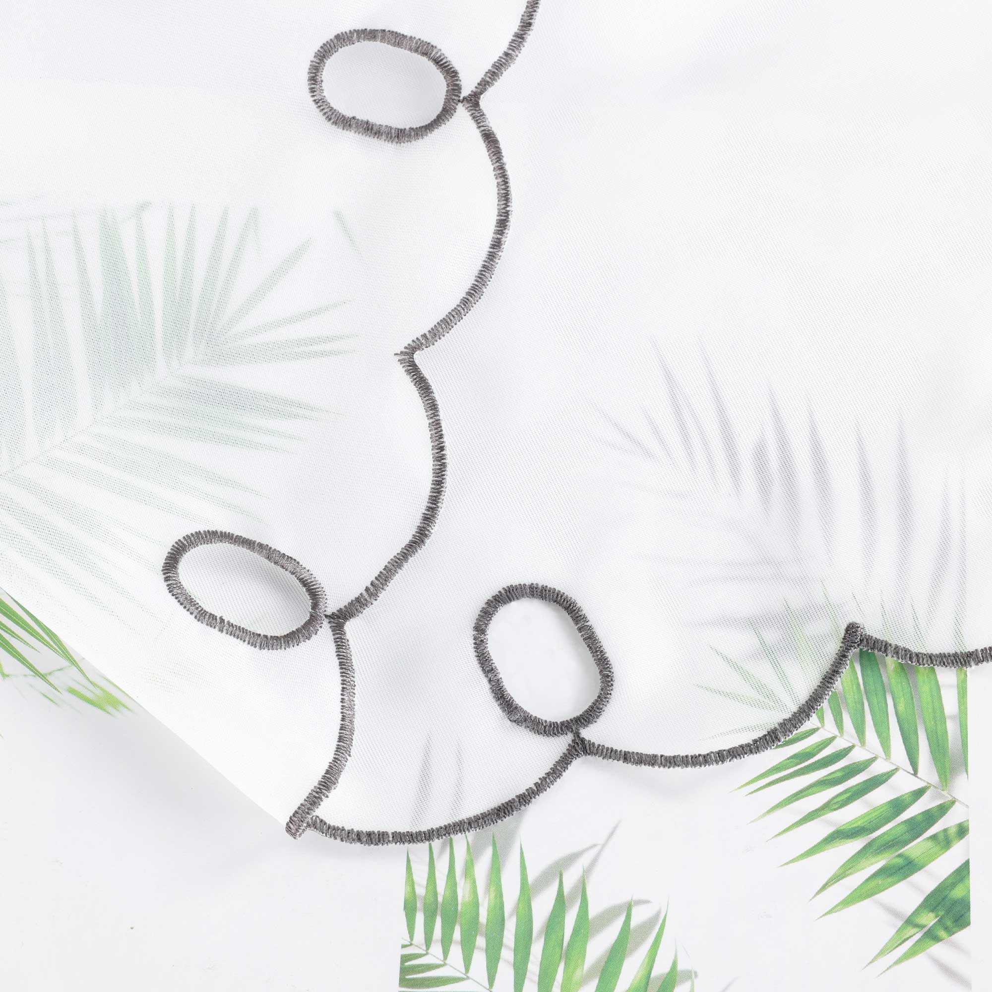 Scheibengardine mit Blumenstickerei Modern Voile Bistrogardine mit Lochleiste Unifarbige Kurzstores Landhausstil Transparent 1 Stück