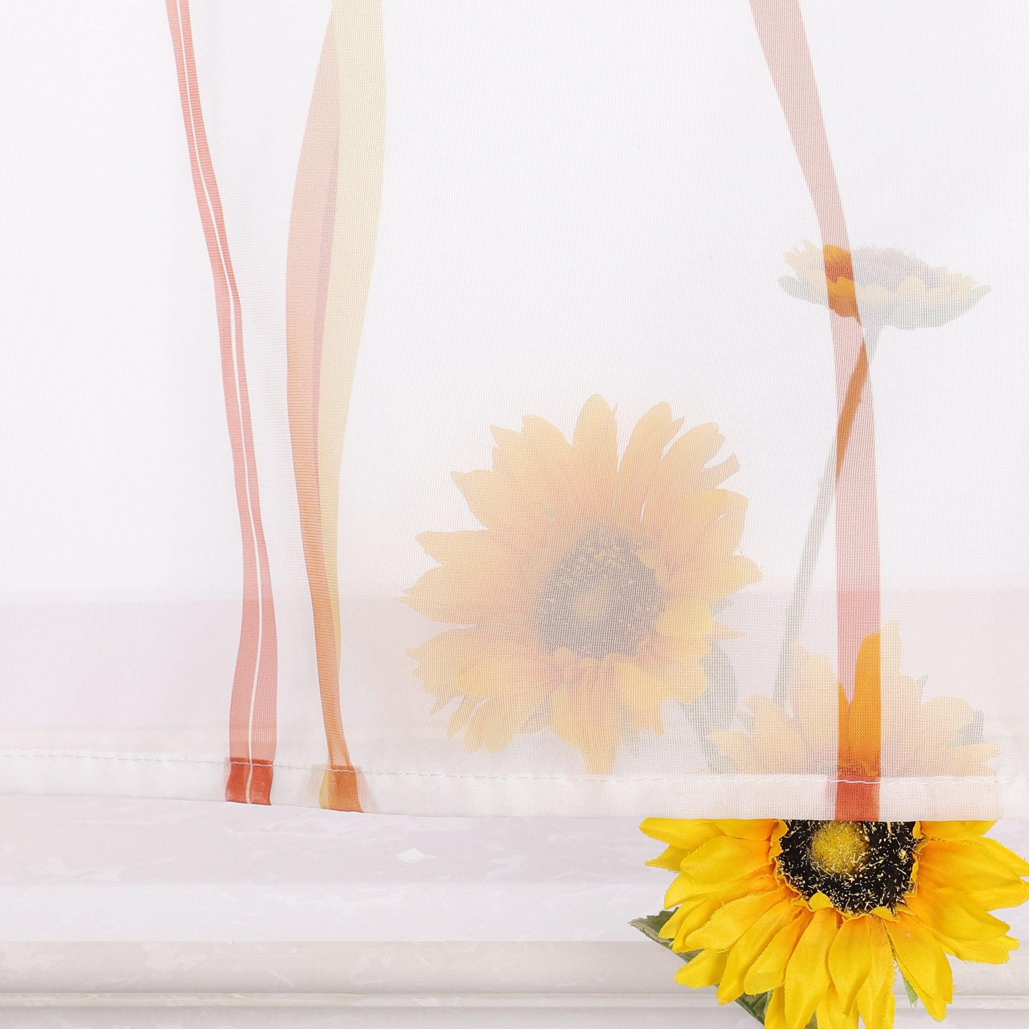 Moderner Scheibengardine mit Schlaufen und dezentem Streifenmuster transparenter Vorhang 1 Stück