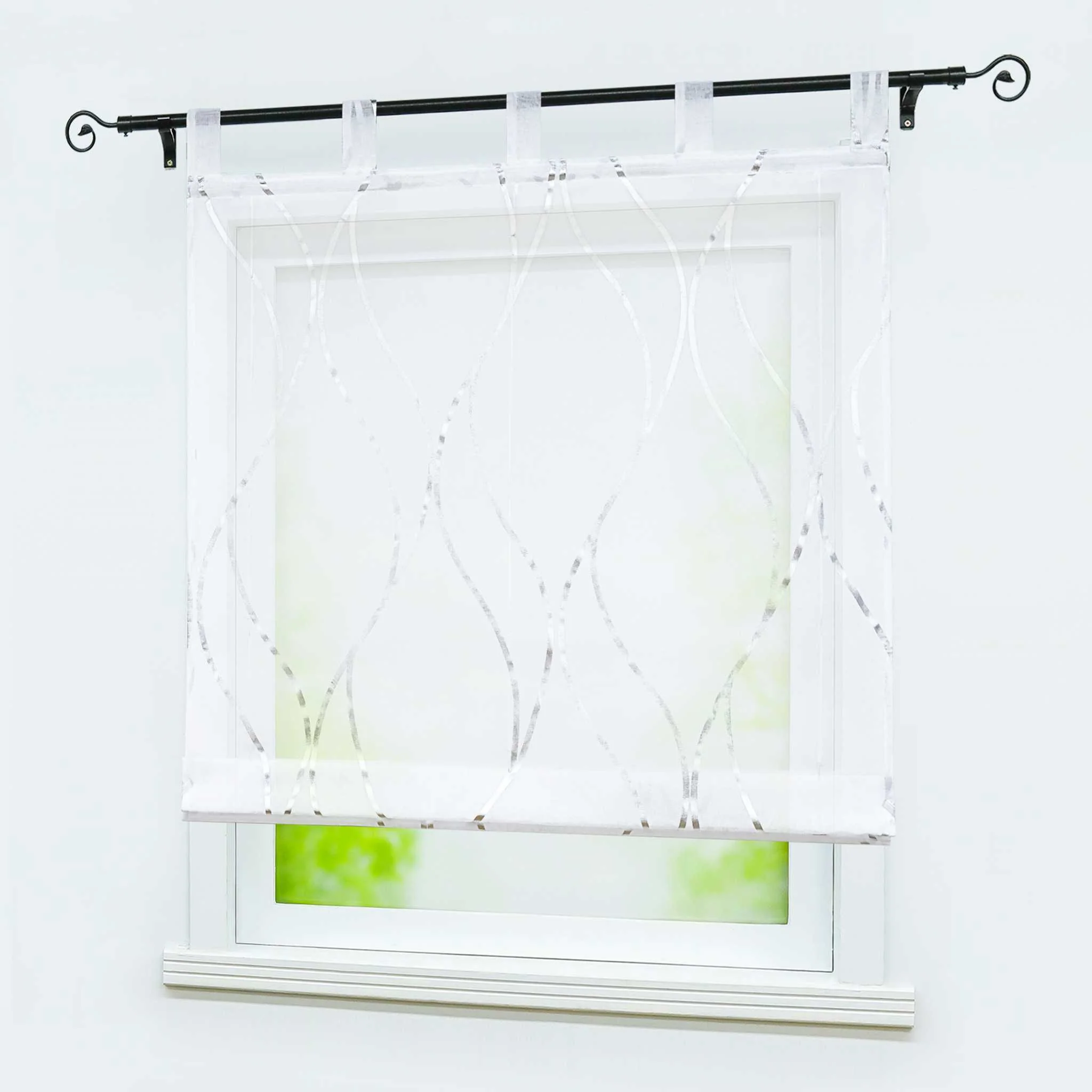 Transparenter Raffrollo mit dezentem Wellenmuster lichtdurchlässiger Vorhang 1 Stück