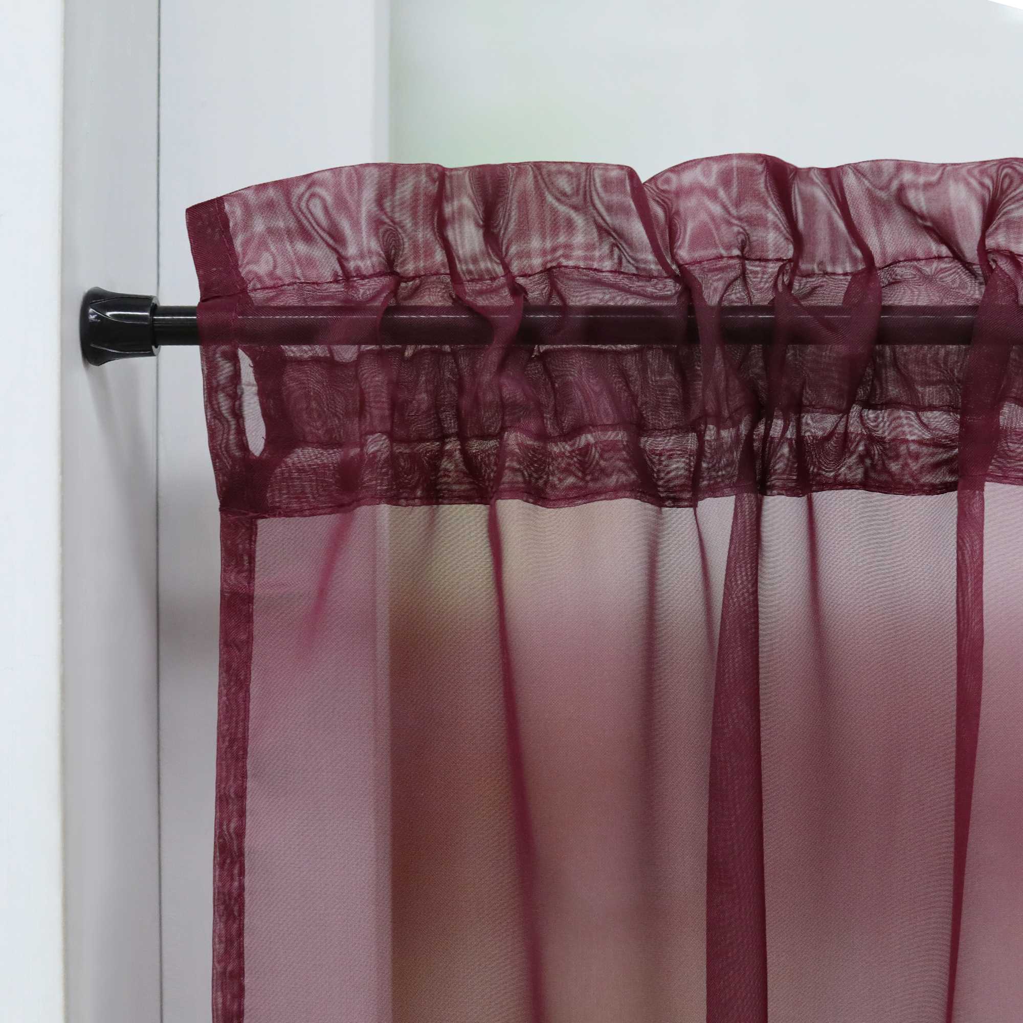 Scheibegardine durch Stangendurchzug zusammenziehbar Transparent Unifarbe Luftdurchlässig zusammenziehbar 2 Stück