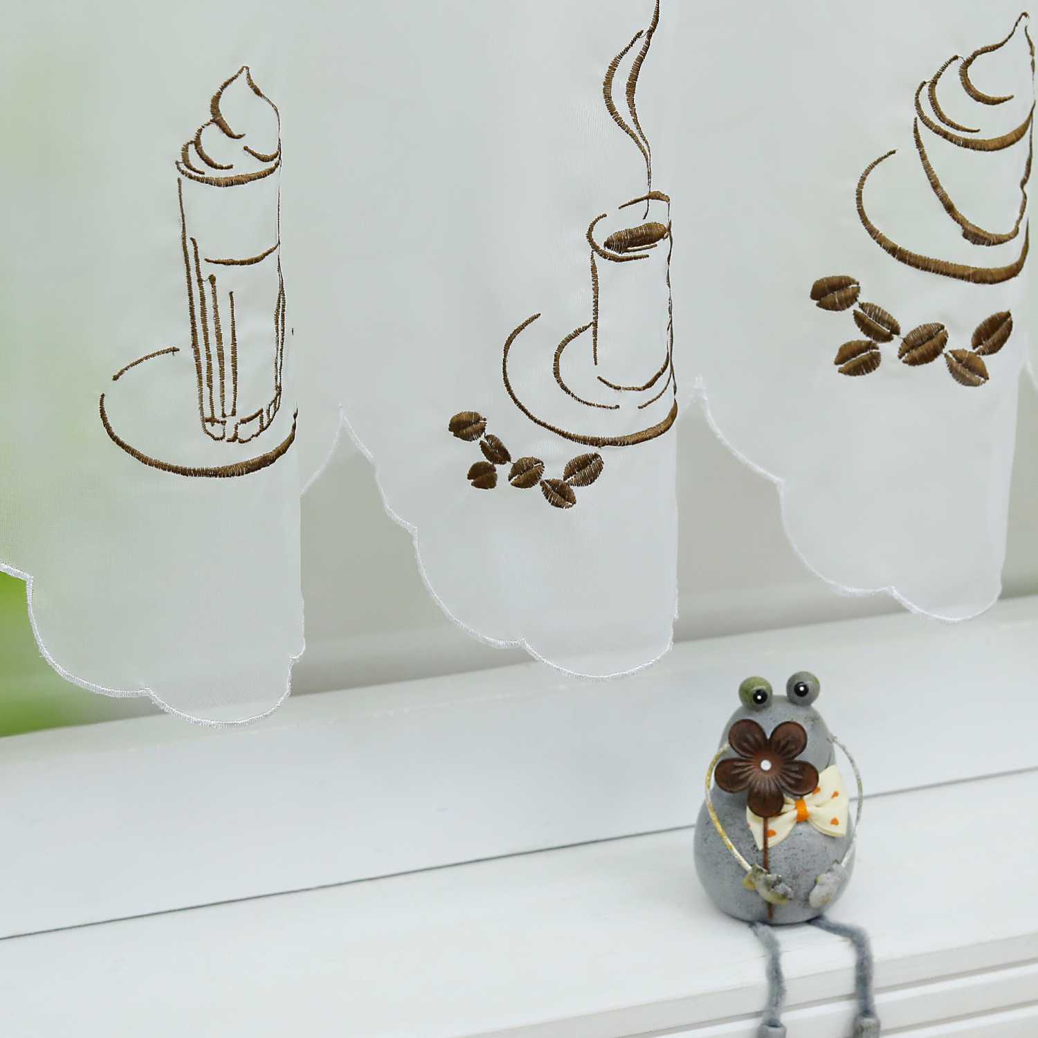 Scheibengardine Kurze Schlaufengardine mit Blumenmuster transparent lichtdurchlässig 1 Stück