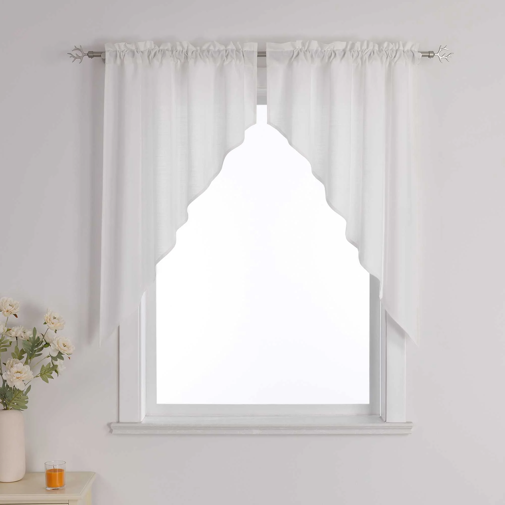 Kurzgardinen im Volant-Stil mit Karomuster 2er Set