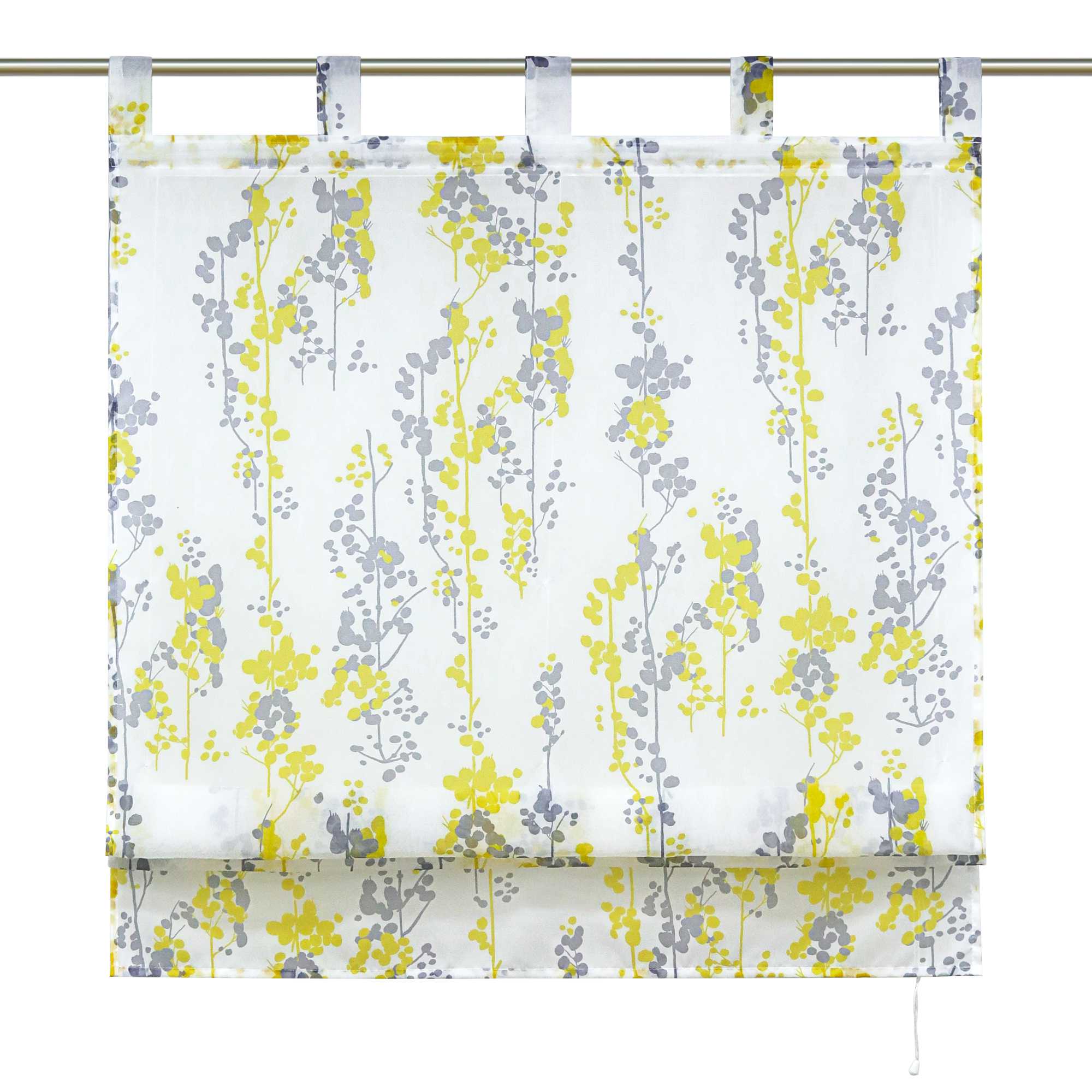 Raffrollo mit Schlaufen Halbtransparent Voile Raffgardine mit Blaubeermuster Modern Küche Gardinen