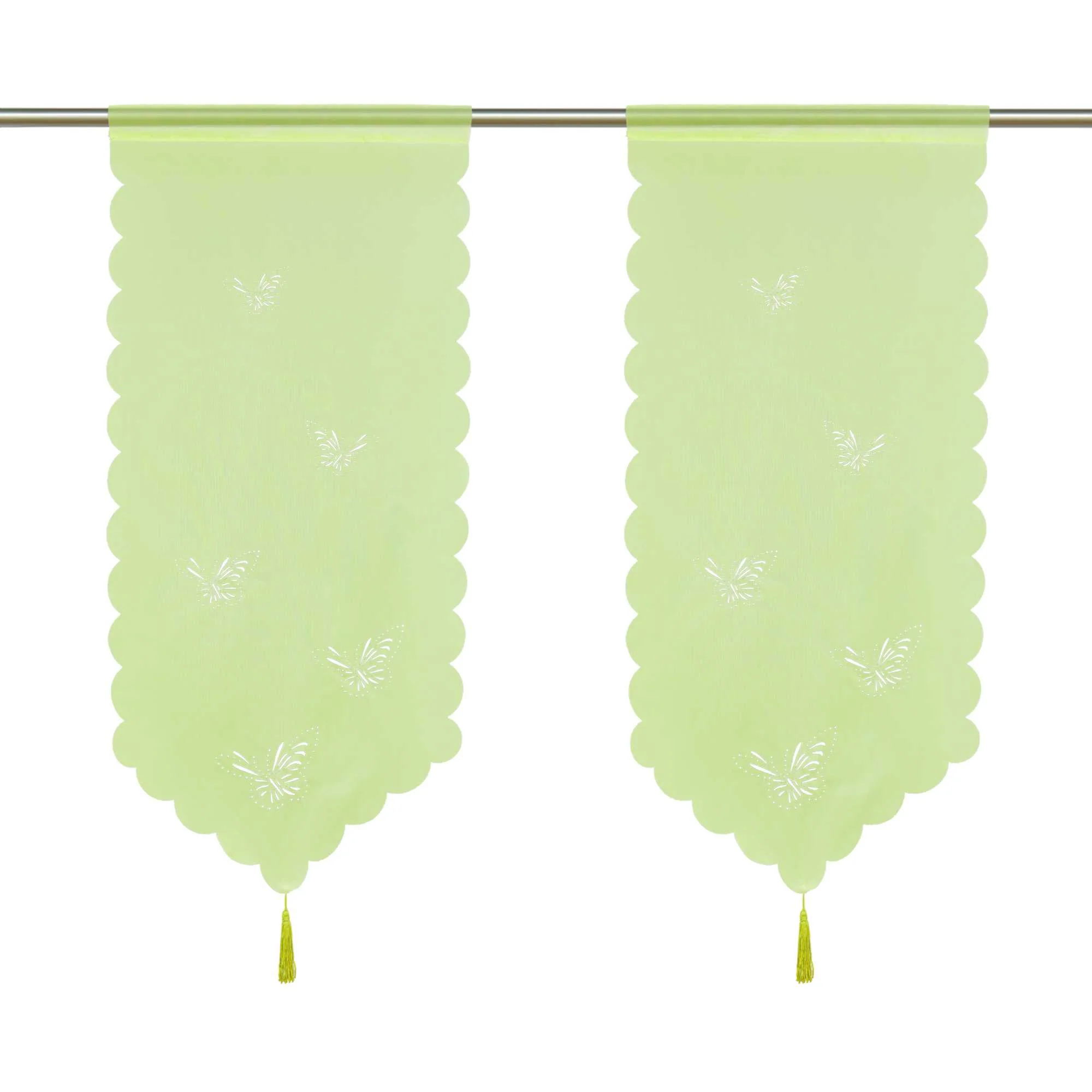 Transparente Scheibengardine mit Schmetterlingsdesign Dreiecksabschluss 1 Stück