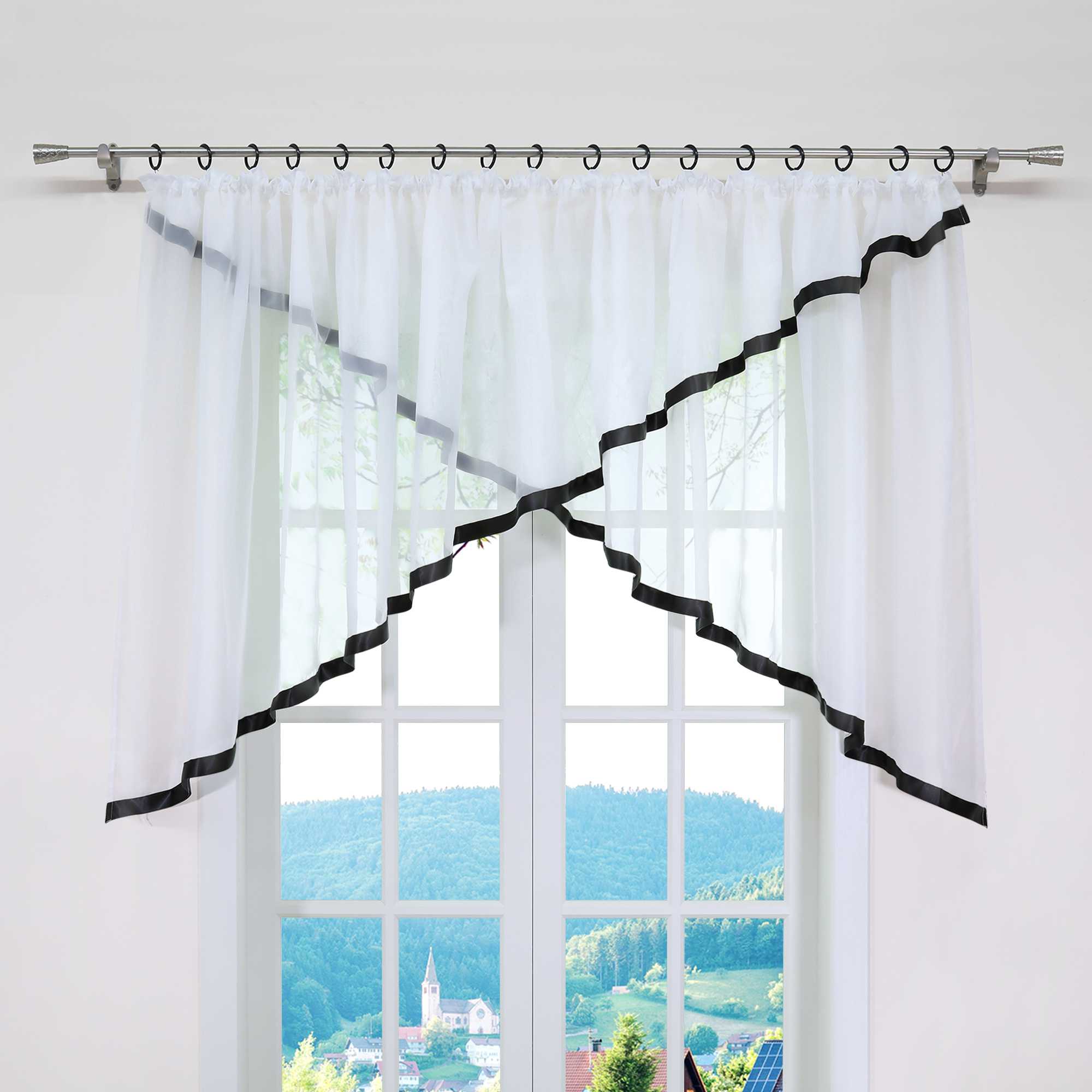 Scheibengardinen Kräuselbandgardine Fensterdeko Kreuzdesign Obere Fensterabdeckung 1 stück