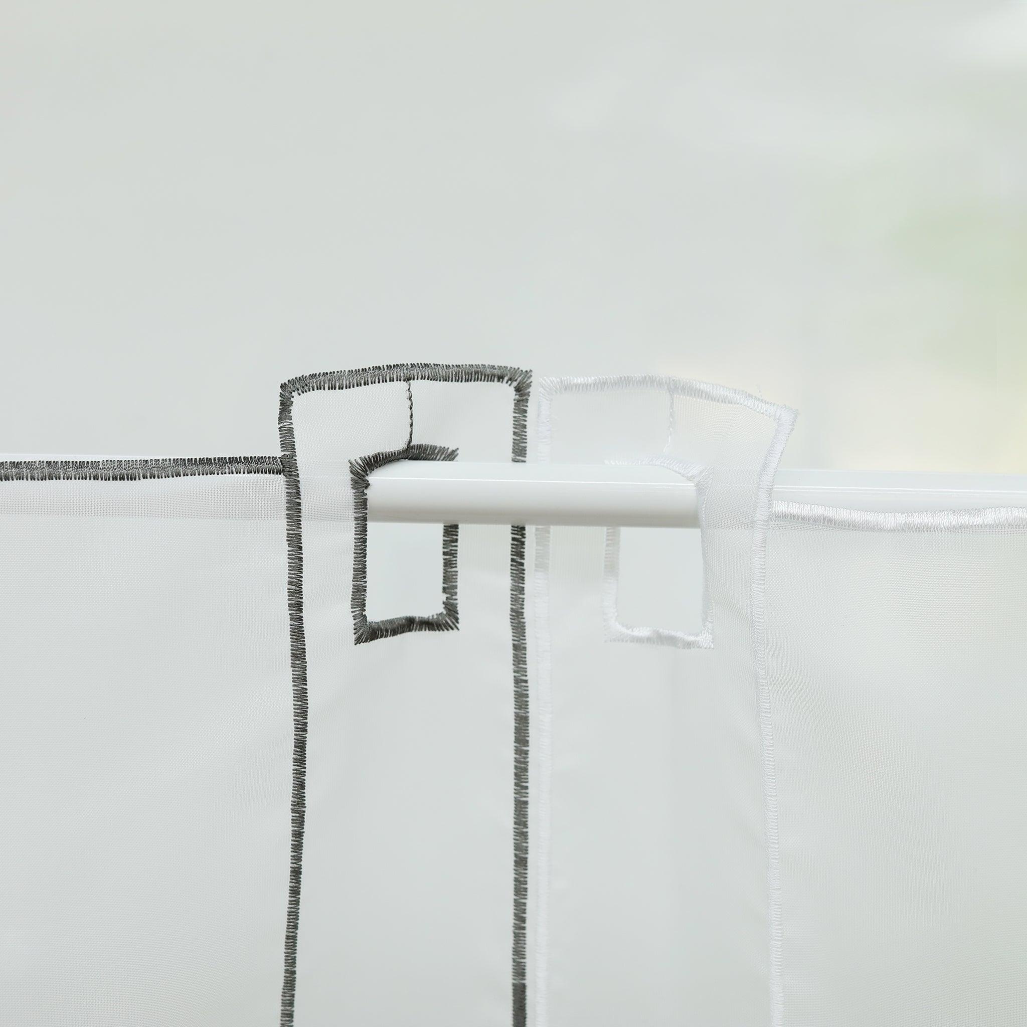 Scheibengardine durch Stangendurchzug transaprent Kreis-Muster lichtdurchlässig Fensterdeko 1 stück