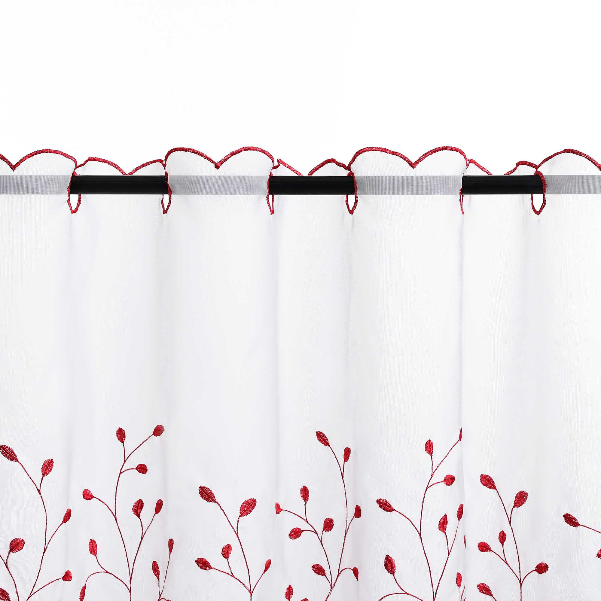 Scheibengardine mit Blumenstickerei Modern Voile Bistrogardine mit Lochleiste Unifarbige Kurzstores Landhausstil Transparent 1 Stück