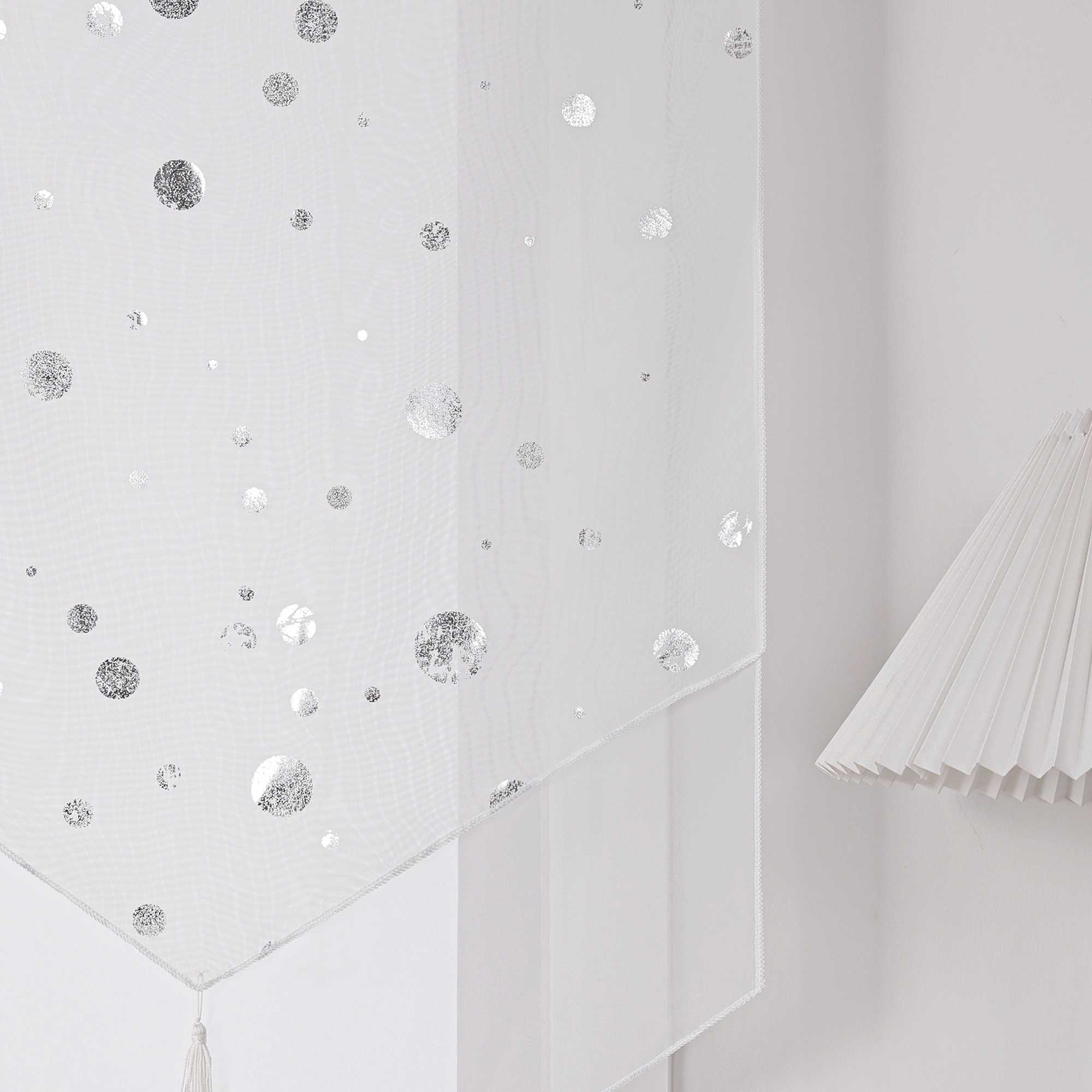 Scheibengardine Bistrogardine mit Glänz Kreise Voile Küche Gardinen durch Stangendurchzug Transparent 1 Stück