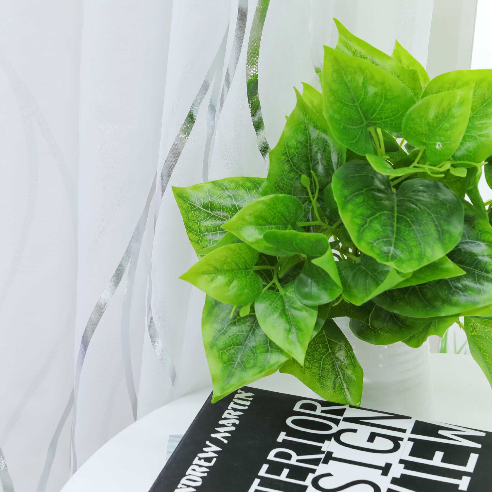 Transparenter Vorhang Ösenschal mit Wellenmuster lichtdurchlässig