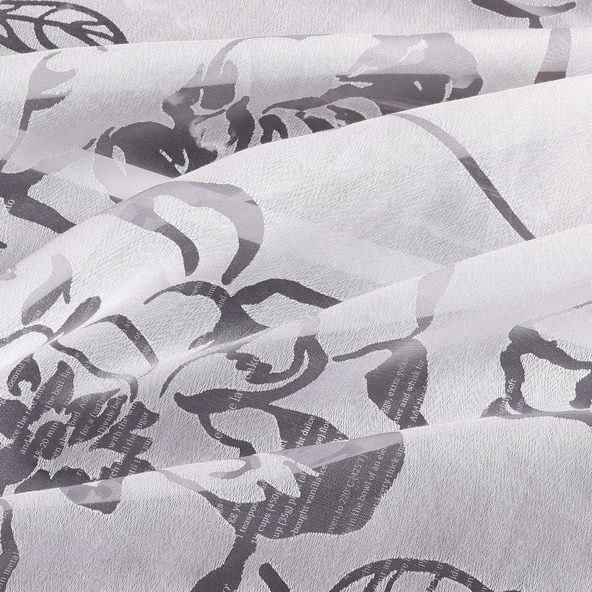 Vorhang mit Ösen Voile Gardine mit Rosenmuster Ösenschal transparent Schlafzimmer Wohnzimmer 1 Stück