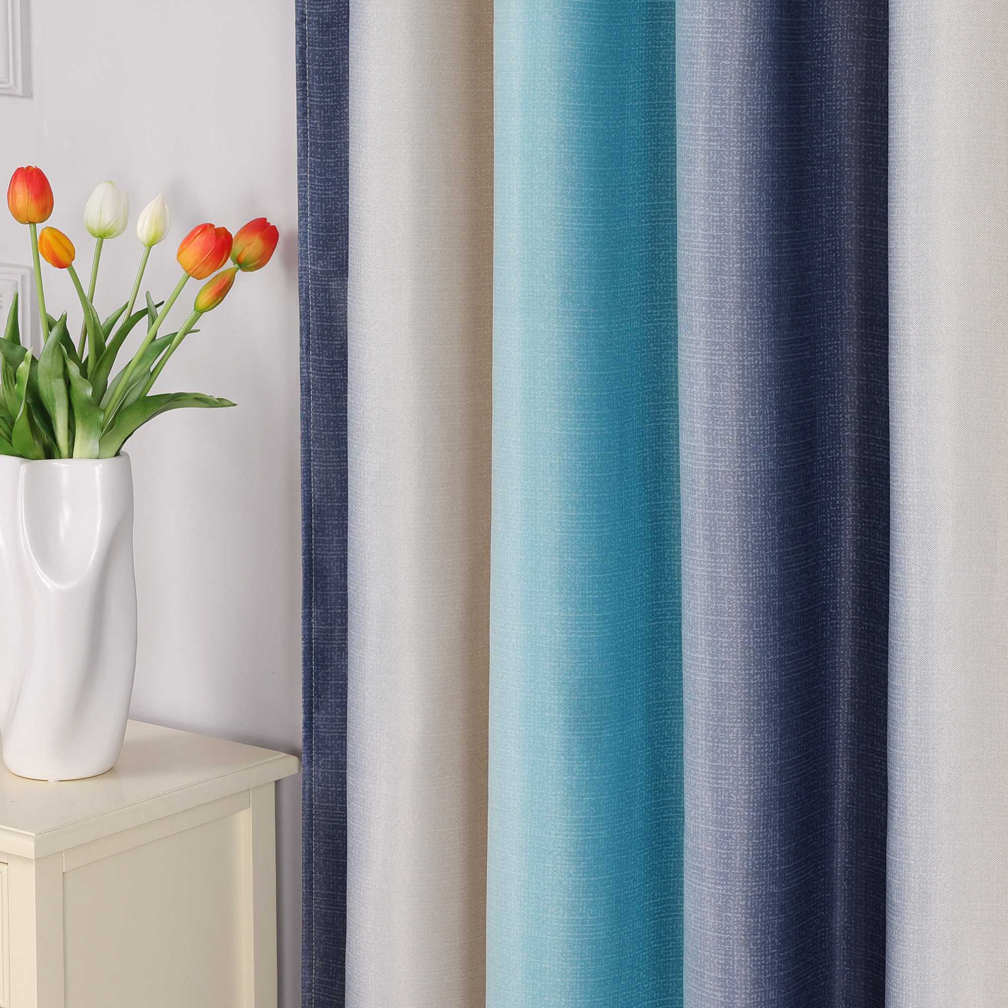 Verdunkelungsvorhang Blickdichte Gardinen  Schlafzimmer Wohnzimmer durch Tunnelzug Farbverlauf 1 Stück