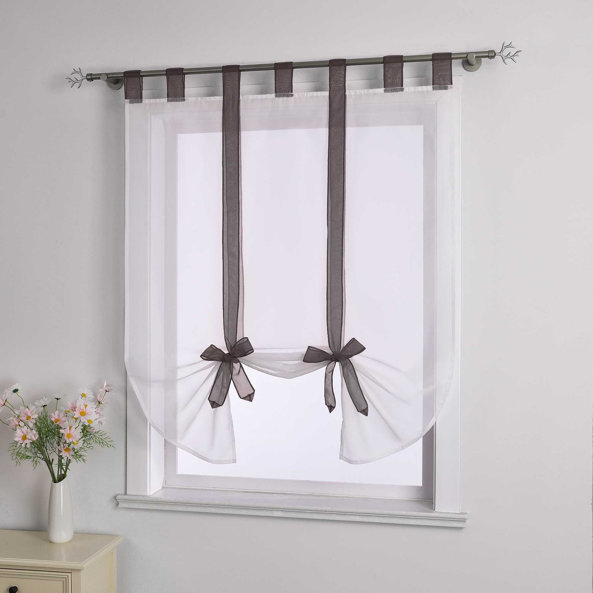 Rollos Schlaufengardine mit Schleifendesign transparent hochziehbar Fensterdeko 1 Stück