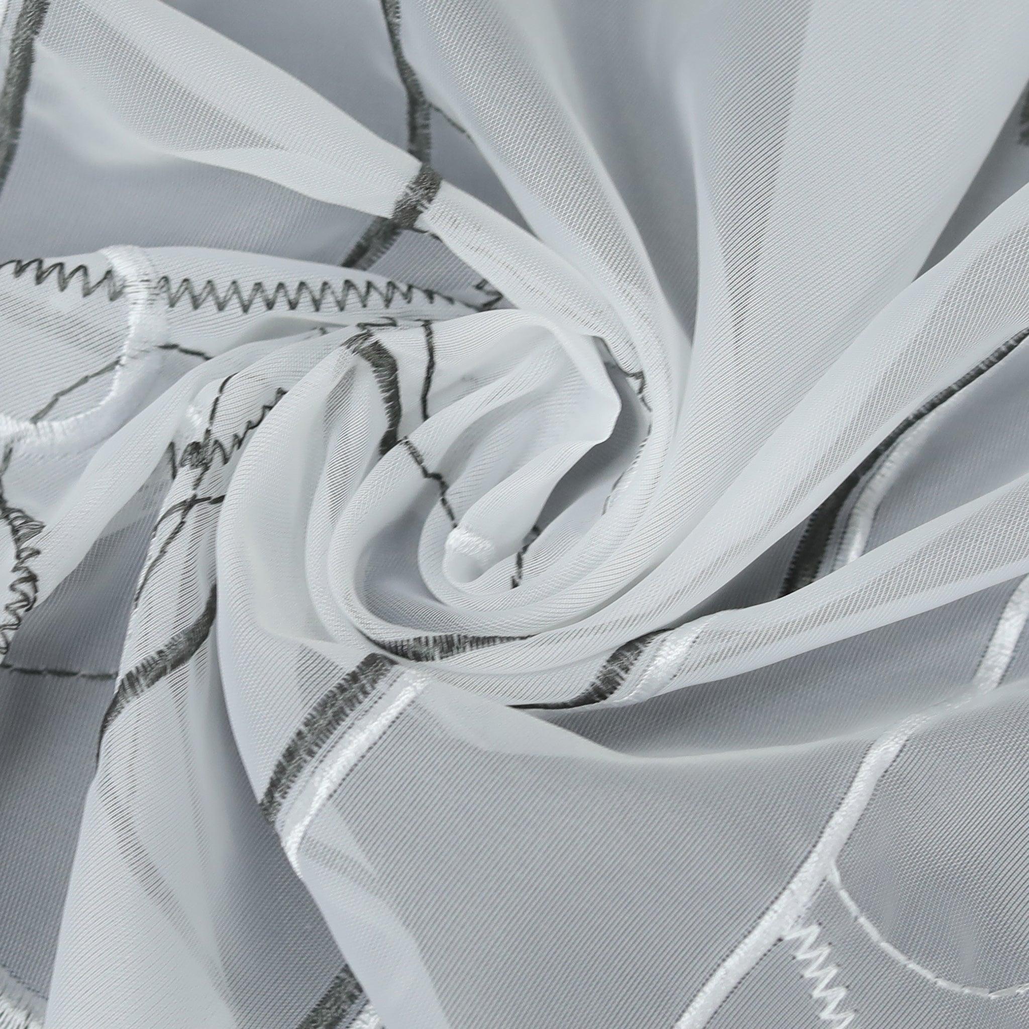 Scheibengardine durch Stangendurchzug transaprent Kreis-Muster lichtdurchlässig Fensterdeko 1 stück