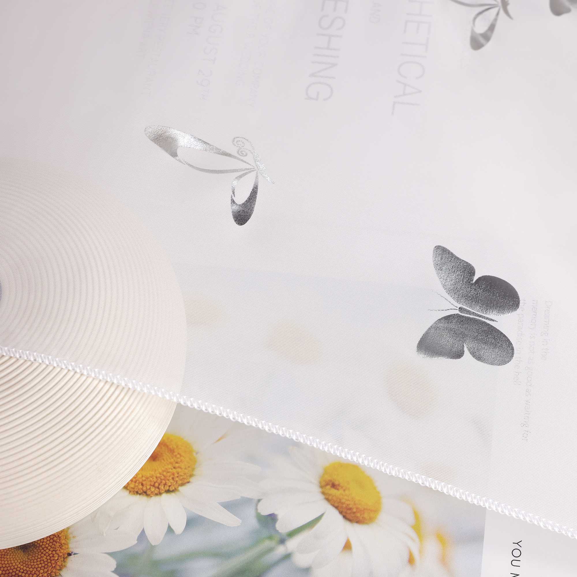 Scheibengardine Bistrogardine mit Schmetterlingsmuster Modern Voile Küche Gardinen Transparent 1 Stück