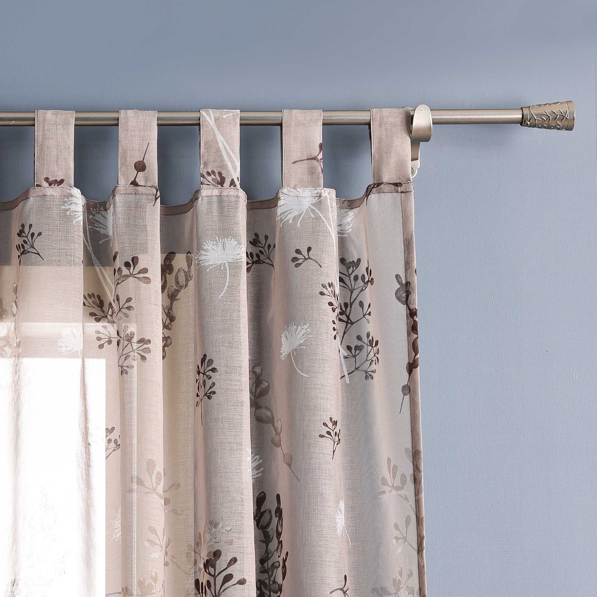 Vorhang mit Schlaufen modern Voile Gardine mit botanischen Mustern Vorhänge Transparent Schlafzimmer Wohnzimmer 1 Stück