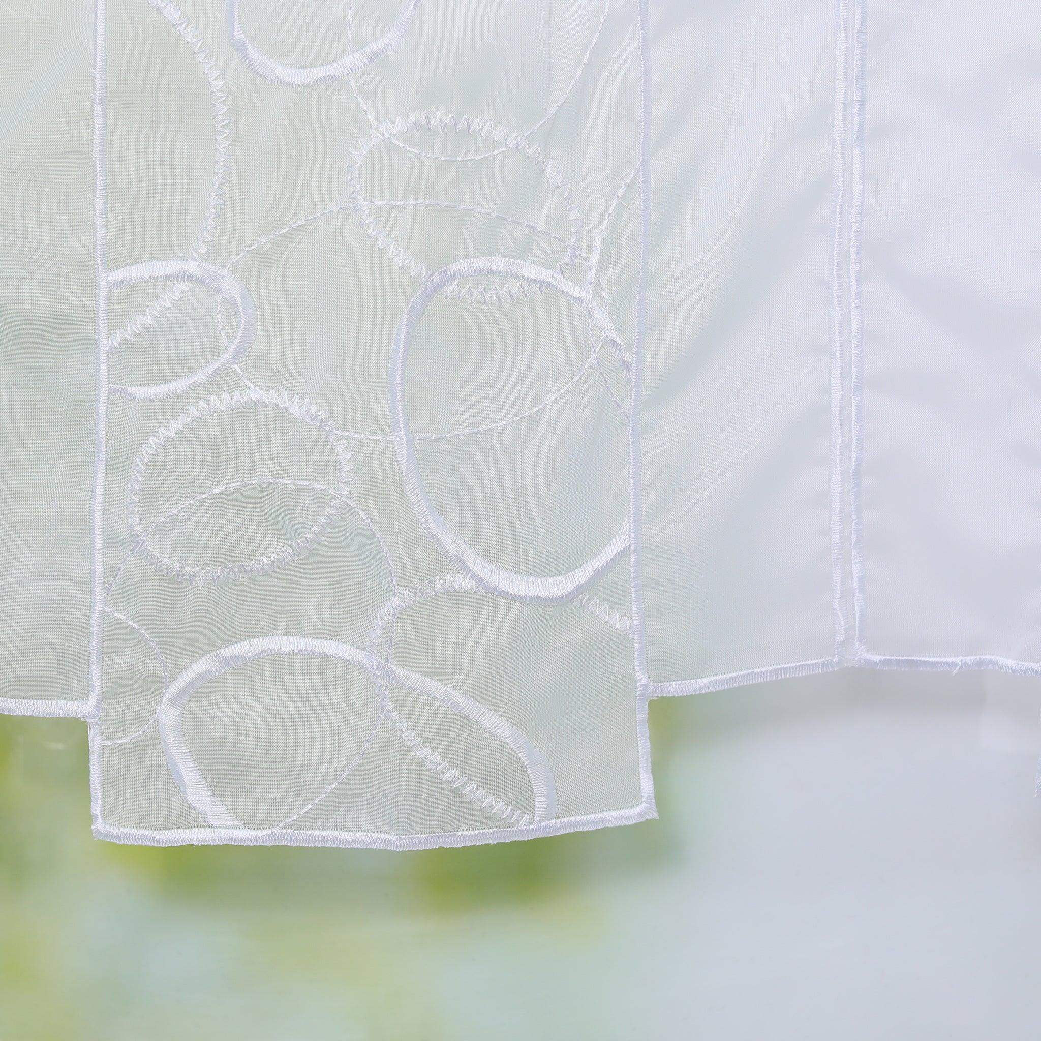 Scheibengardine durch Stangendurchzug transaprent Kreis-Muster lichtdurchlässig Fensterdeko 1 stück