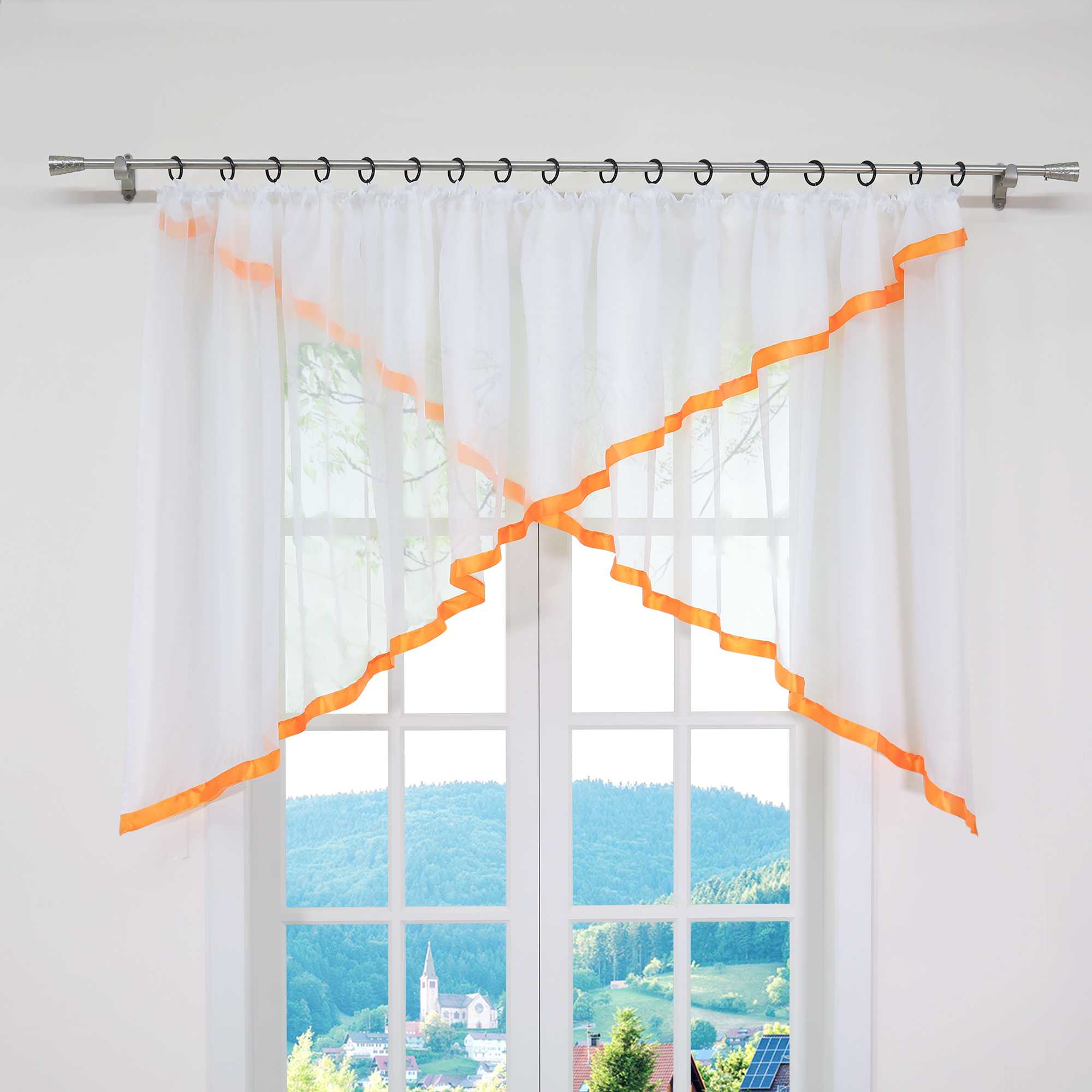 Scheibengardinen Kräuselbandgardine Fensterdeko Kreuzdesign Obere Fensterabdeckung 1 stück