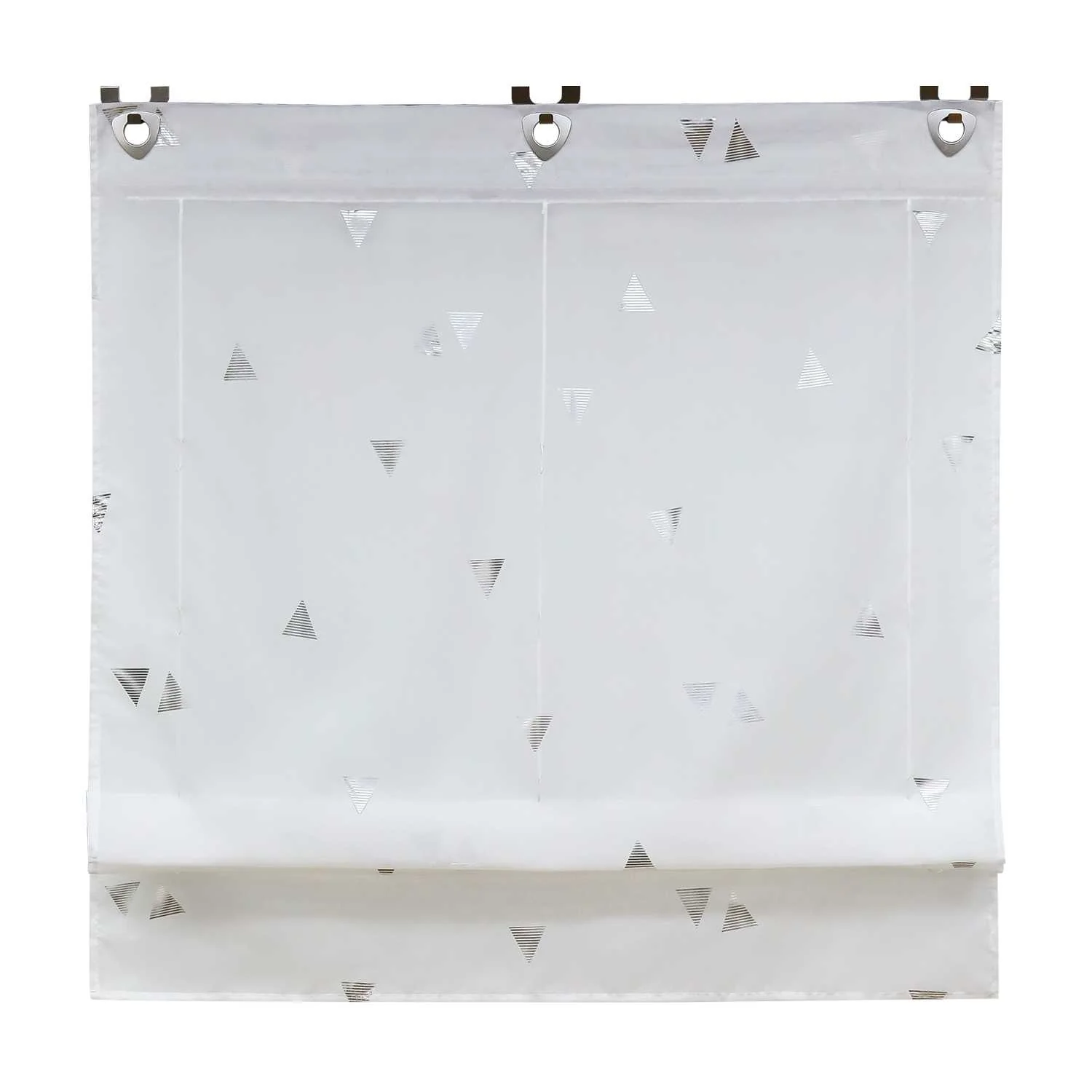 Raffrollo ohne Bohren mit Hakenaufhängung Voile Ösenrollo mit Glanzdruck Fenster Küche Gardinen Transparent Weiß 1 Stück