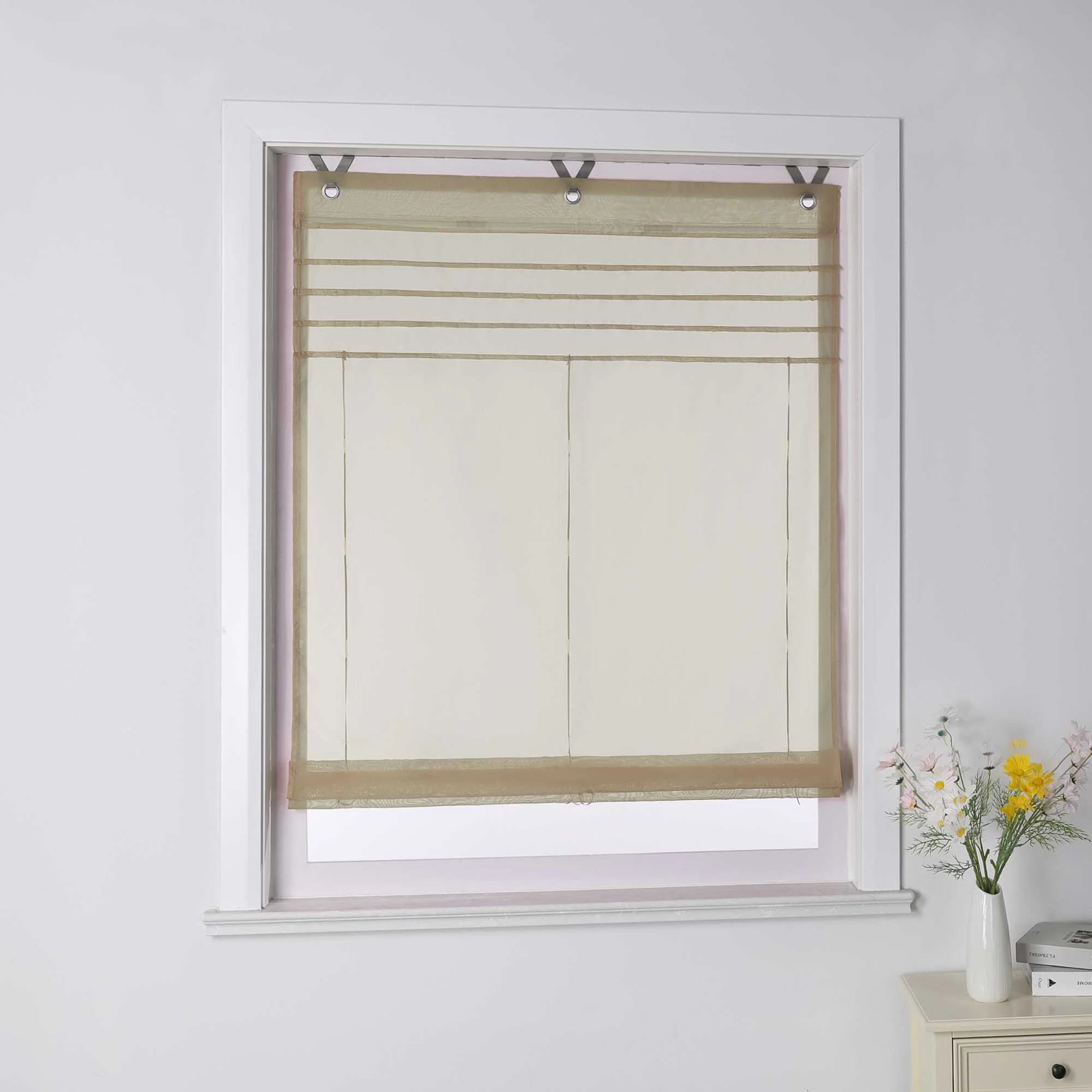 Rollos mit V-Haken halbtransparent lichtdurchlässig Unifarbe hochziehbar 1 Stück