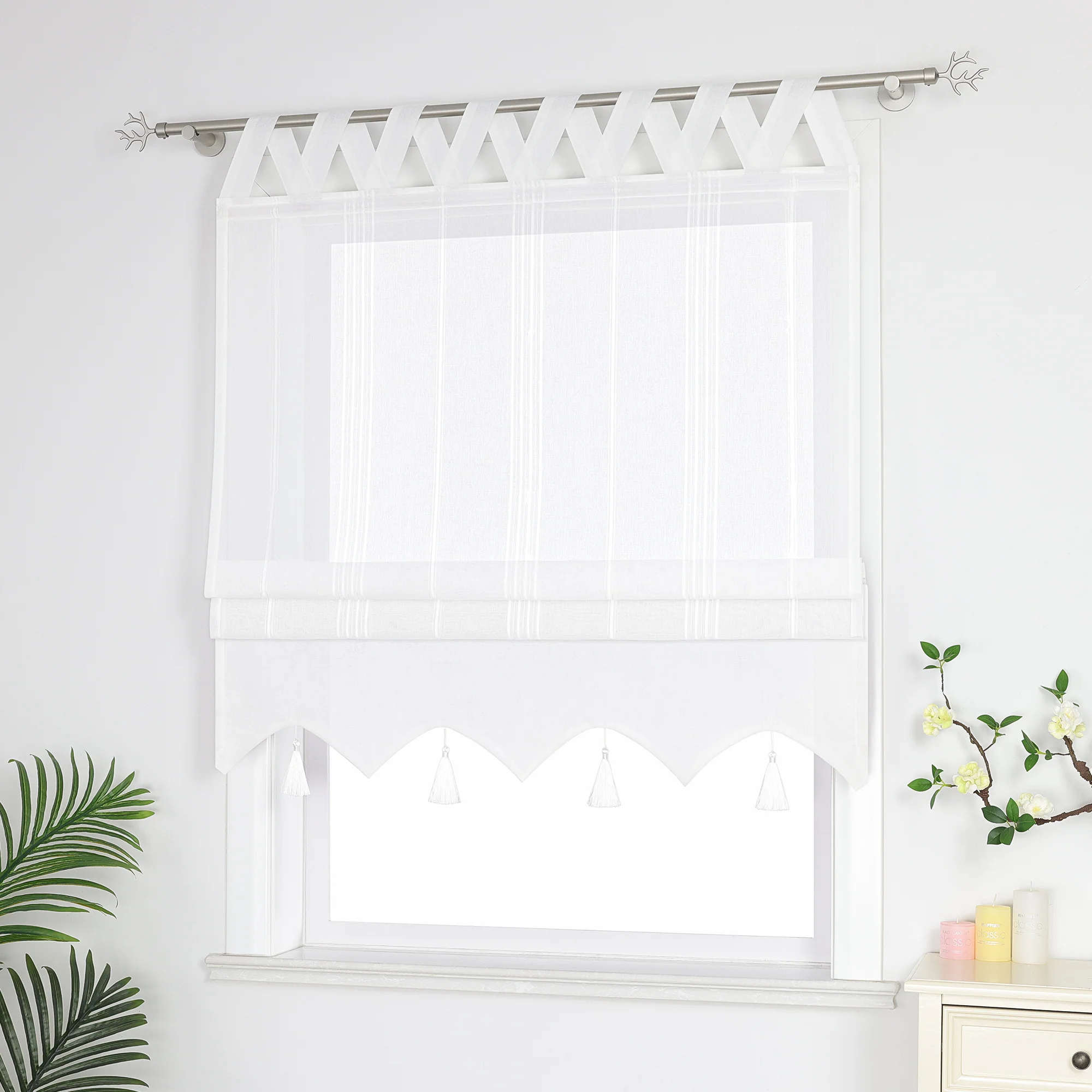 Delien Raffrollo mit Schlaufen und Quasten | Elegantes Design für stilvolle Fenster