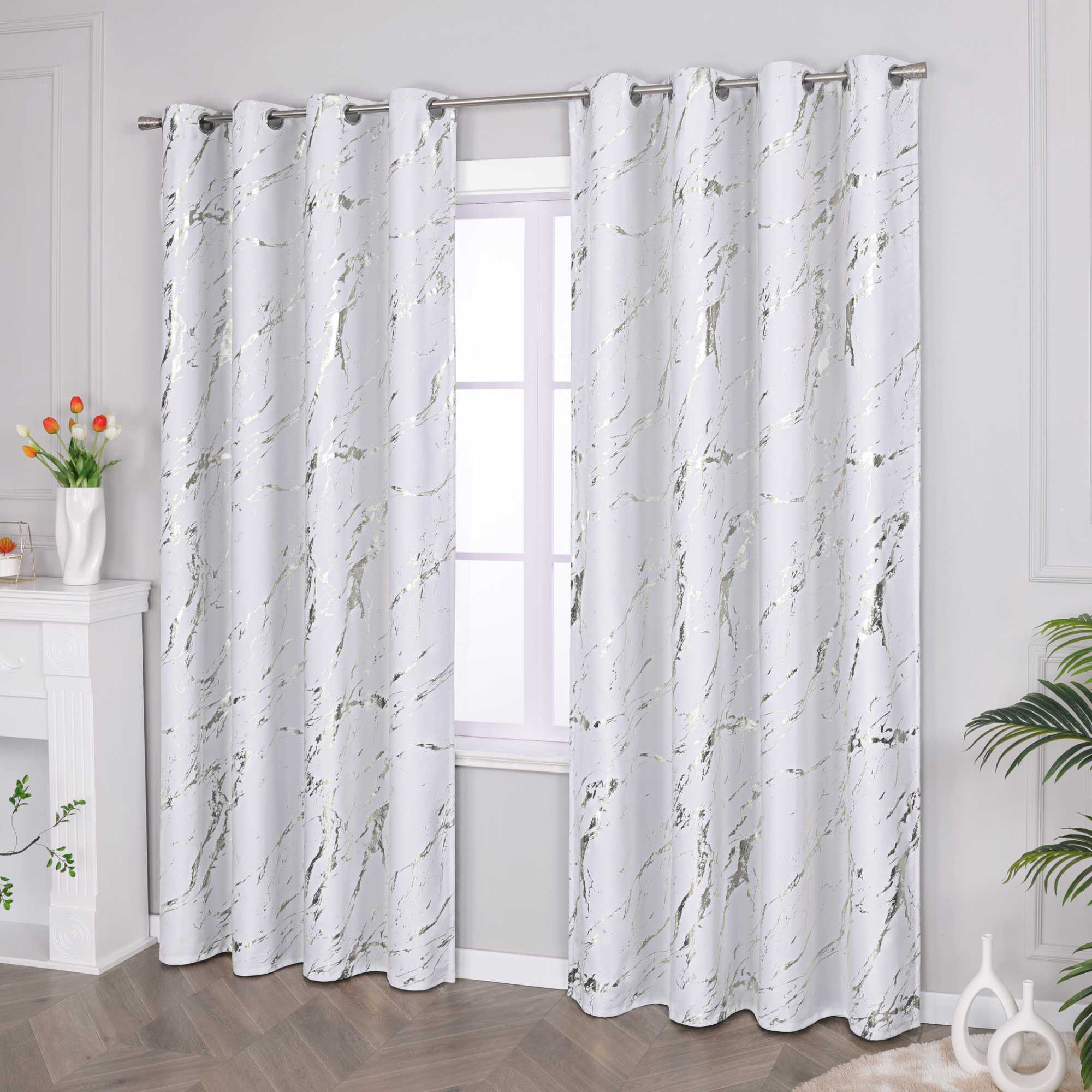 Verdunkelungsvorhang mit Marmor-Optik luxuriöser Fensterschal Wohnzimmer 1 Stück