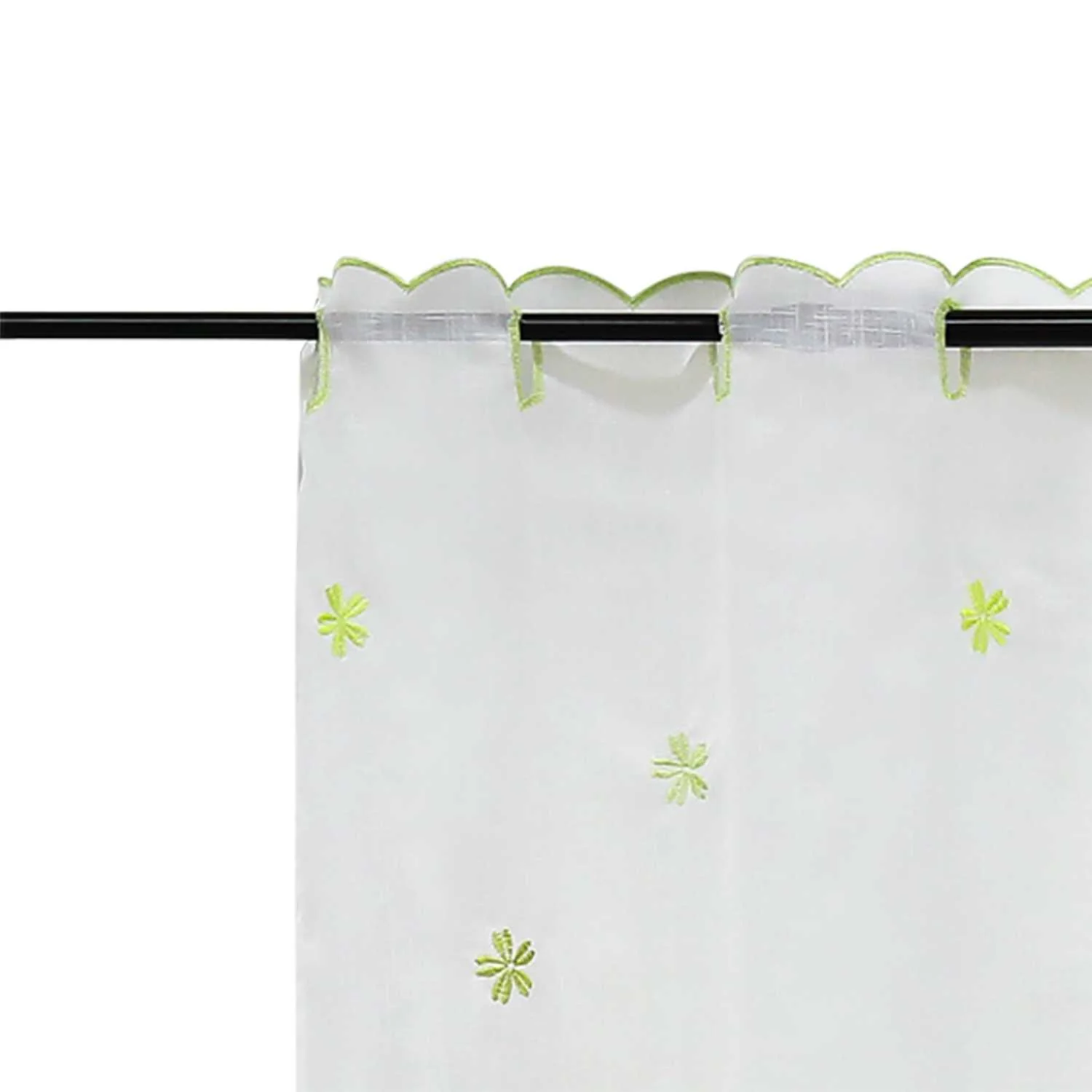 Scheibengardine durch Stangendurchzug Halbtransparent Blumenmuster und Stickereikunst 1 Stück