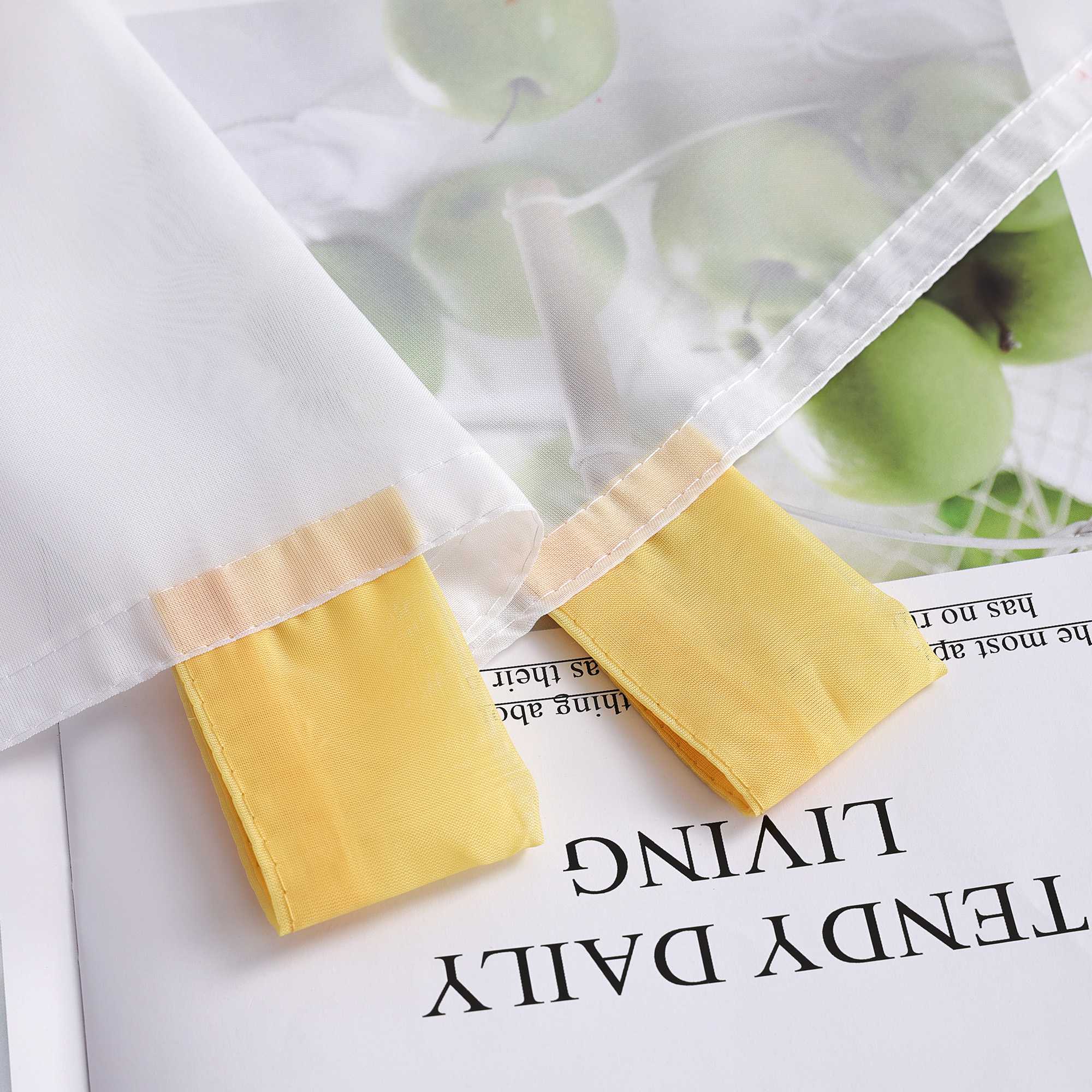 Scheibengardinen Bistrogardine Schlaufen Küche Gardinen Landhausstil Transparent Kurzstores mit kleiner Gänseblümchen-Stickerei