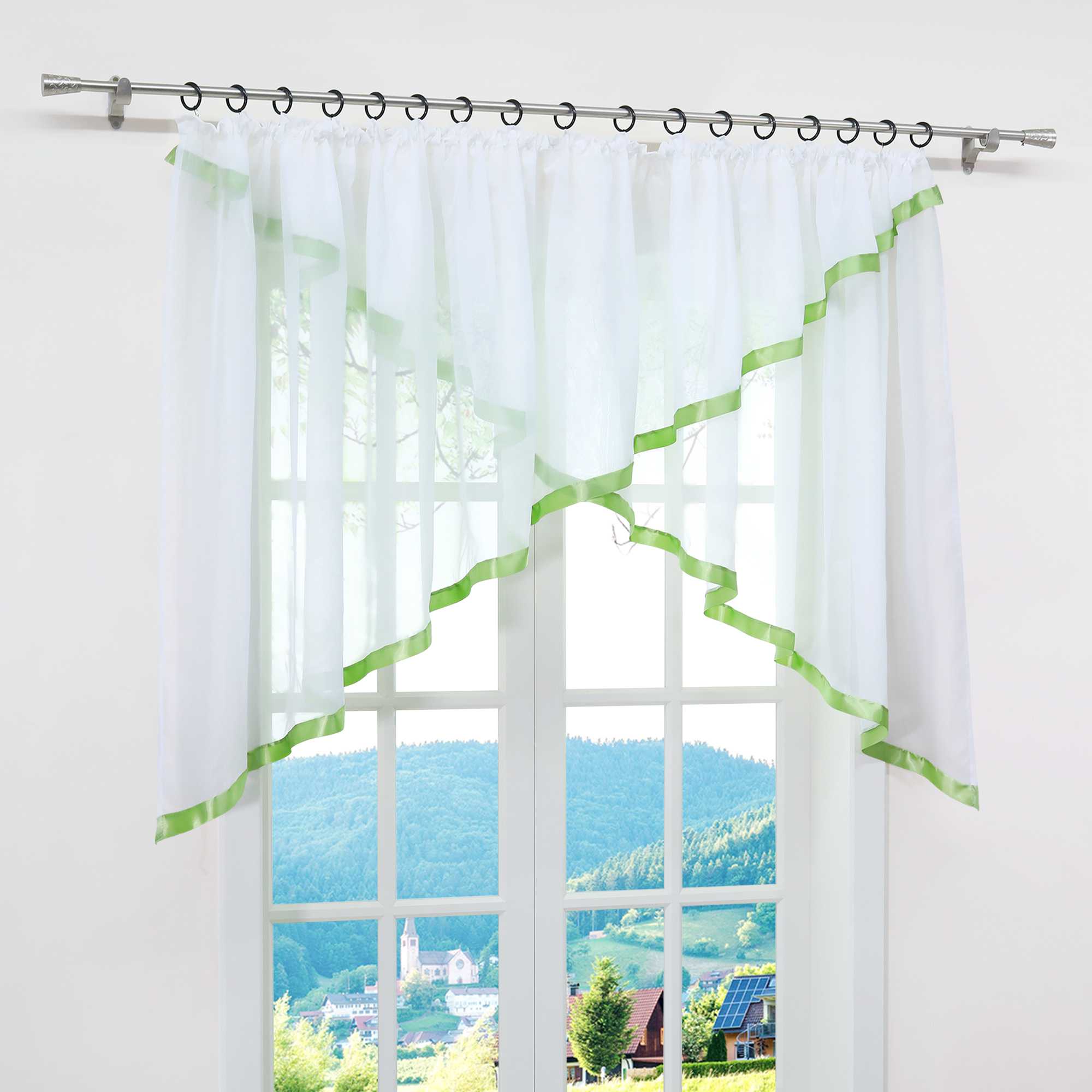 Scheibengardinen Kräuselbandgardine Fensterdeko Kreuzdesign Obere Fensterabdeckung 1 stück