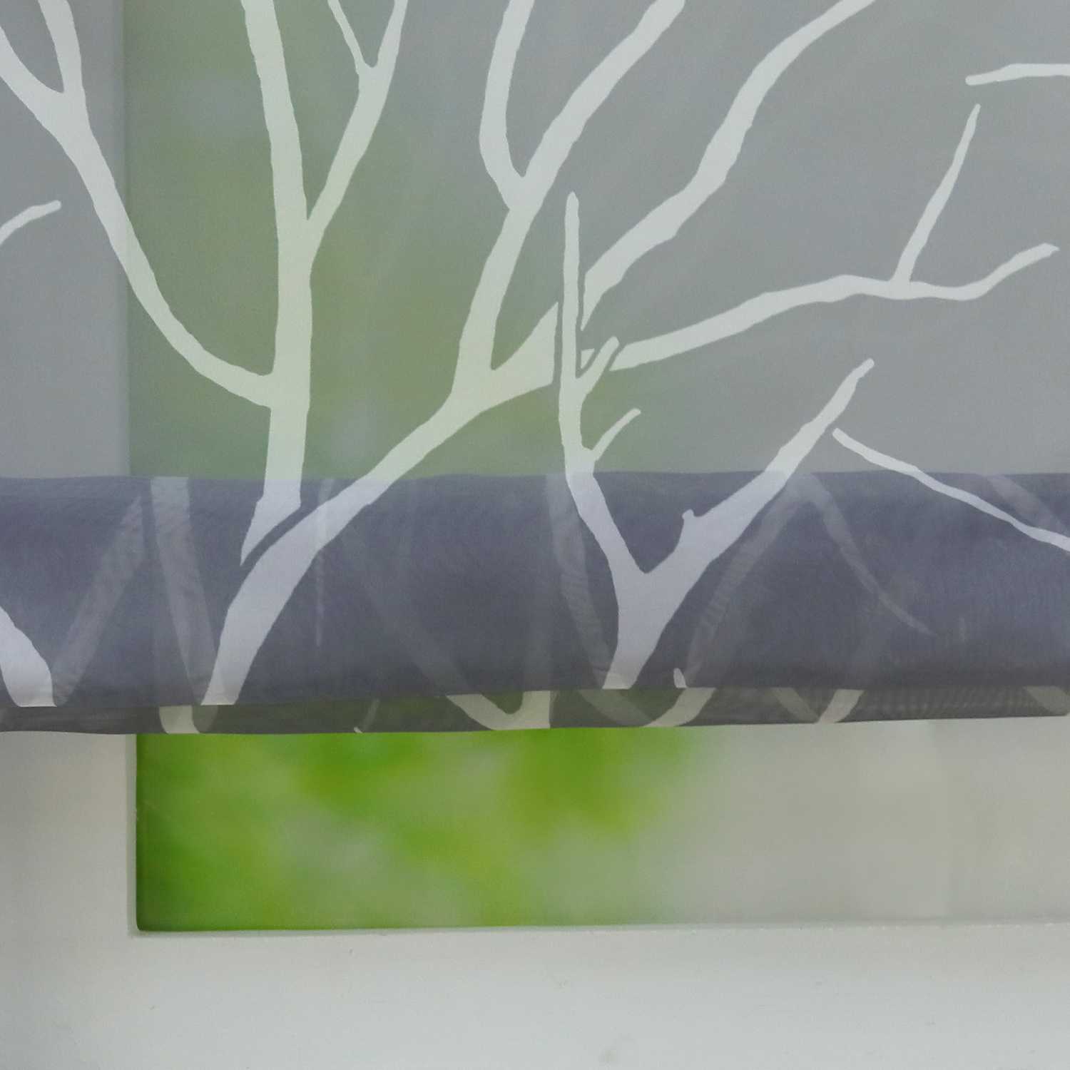 Rollos mit U-Haken halbtransparent Zweigmuster Lichtdurchlässig 1 Stück