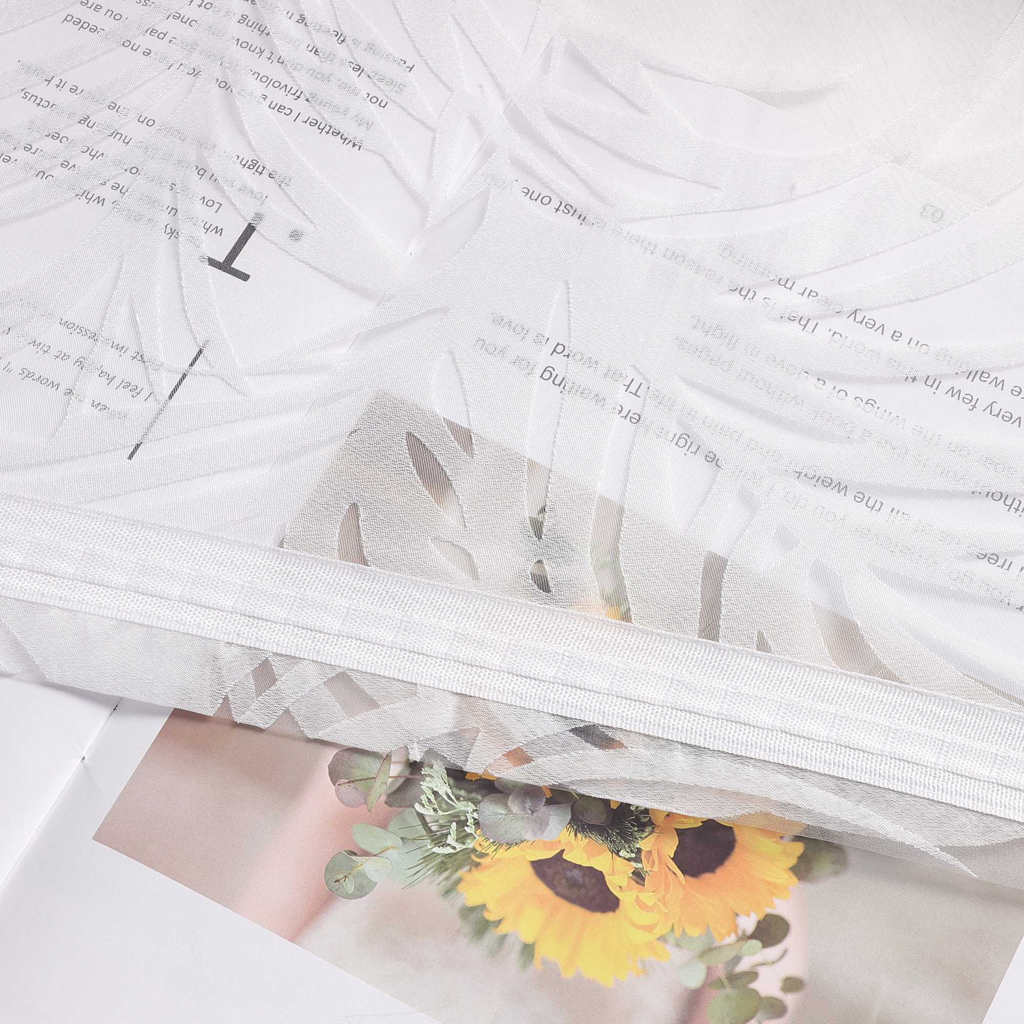 Voile Gardine in Ausbrenner mit Blätter Muster transparenter Vorhang Unifarbiges Schals Wohnzimmer Fensterschal 1 Stück