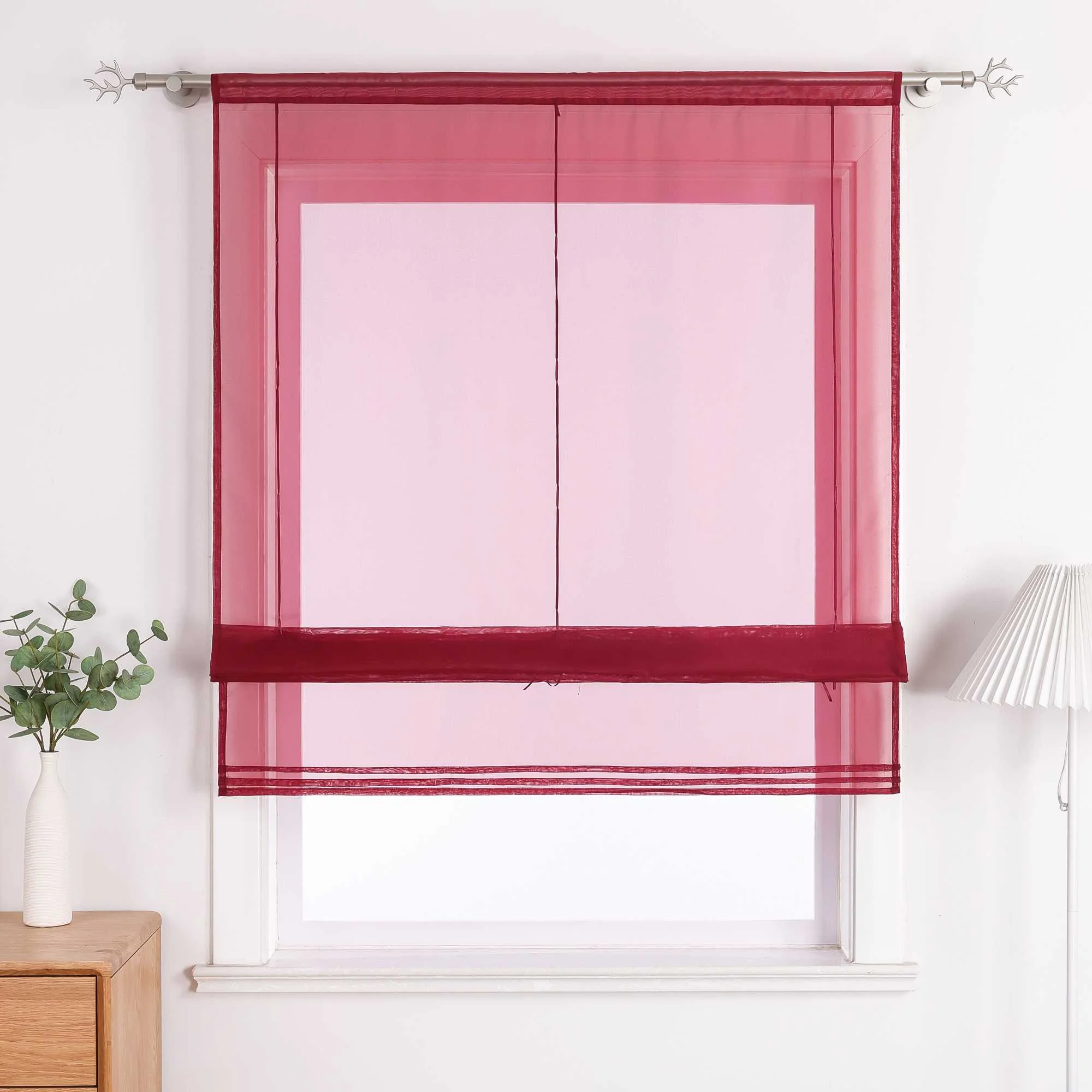 Rollos durch Stangendurchzug Transparente Luftig Unifarbig 1 Stück