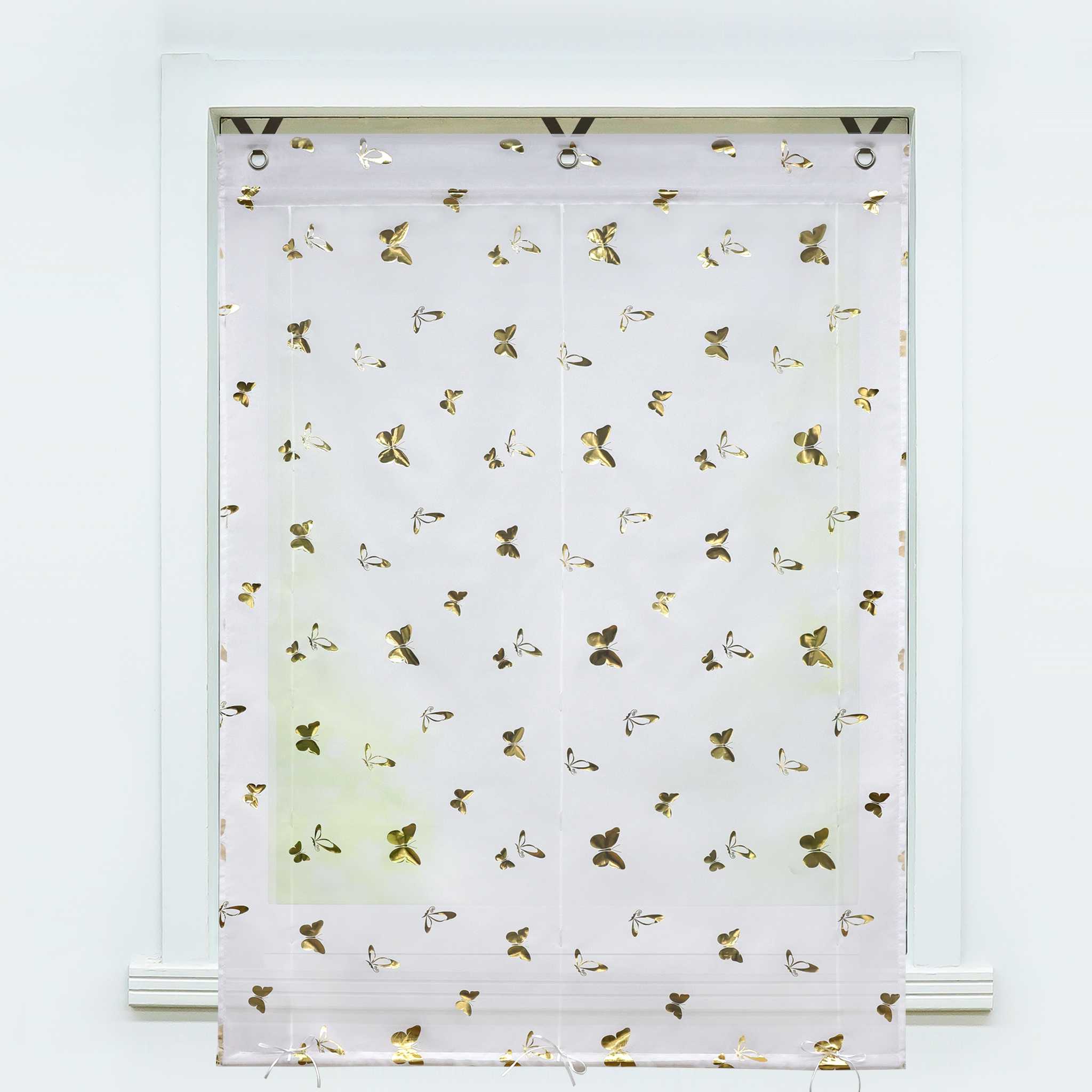 Raffrollo mit V-Haken Raffgardine mit leuchtendem Schmetterlingsmuster 1 stück