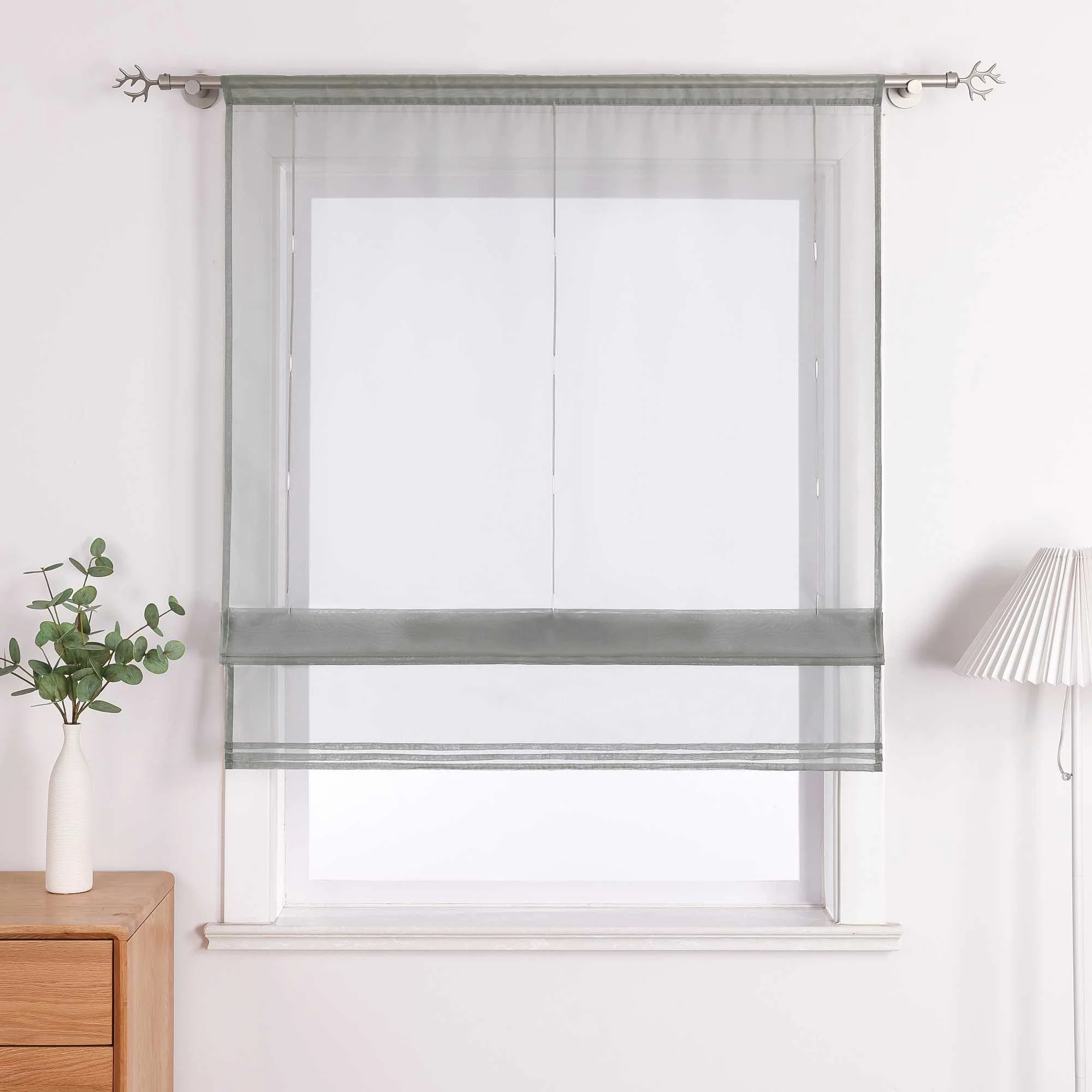 Rollos durch Stangendurchzug Transparente Luftig Unifarbig 1 Stück