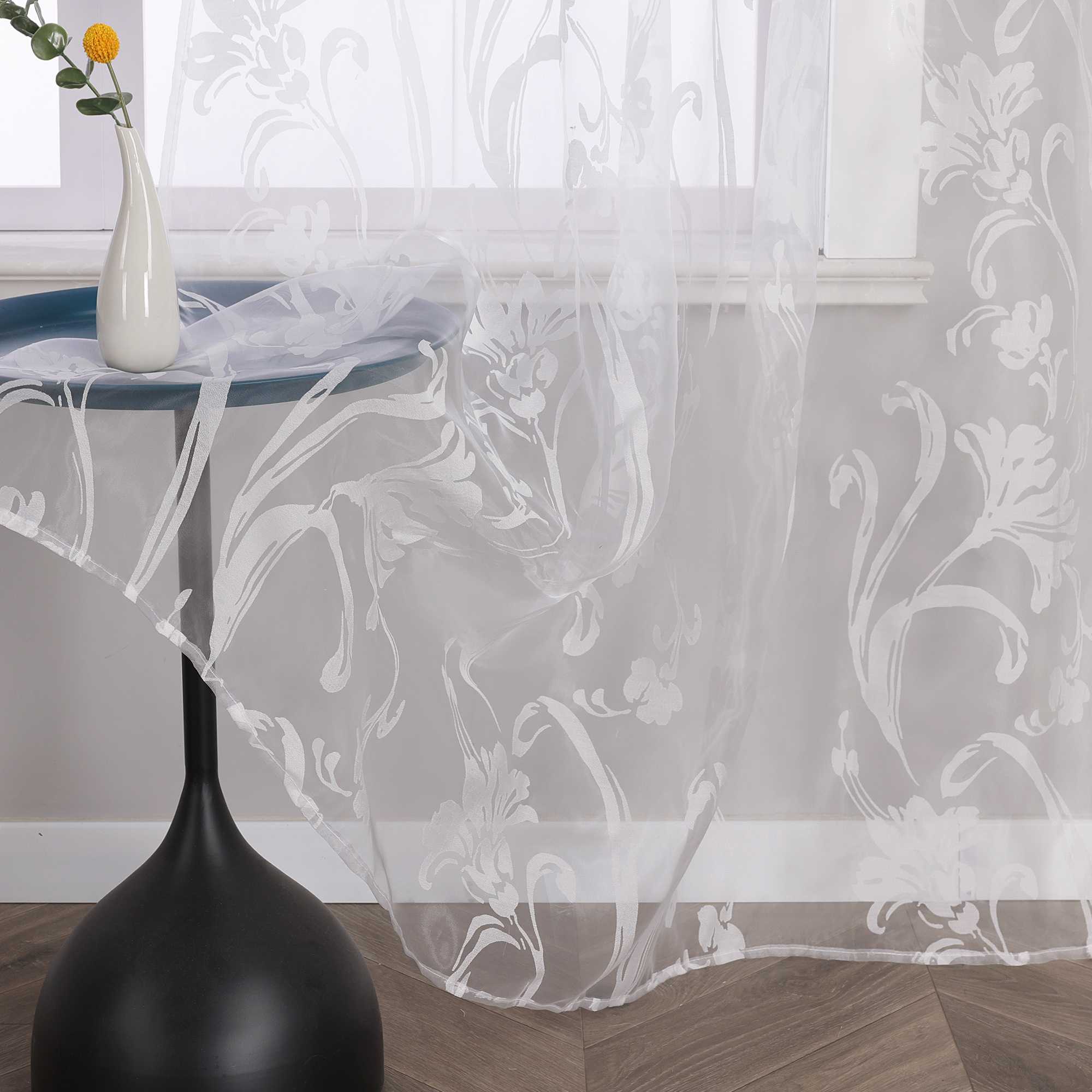 Vorhang mit Blumenmuster transparent Wohnzimmer Schlafzimmer  1 stück
