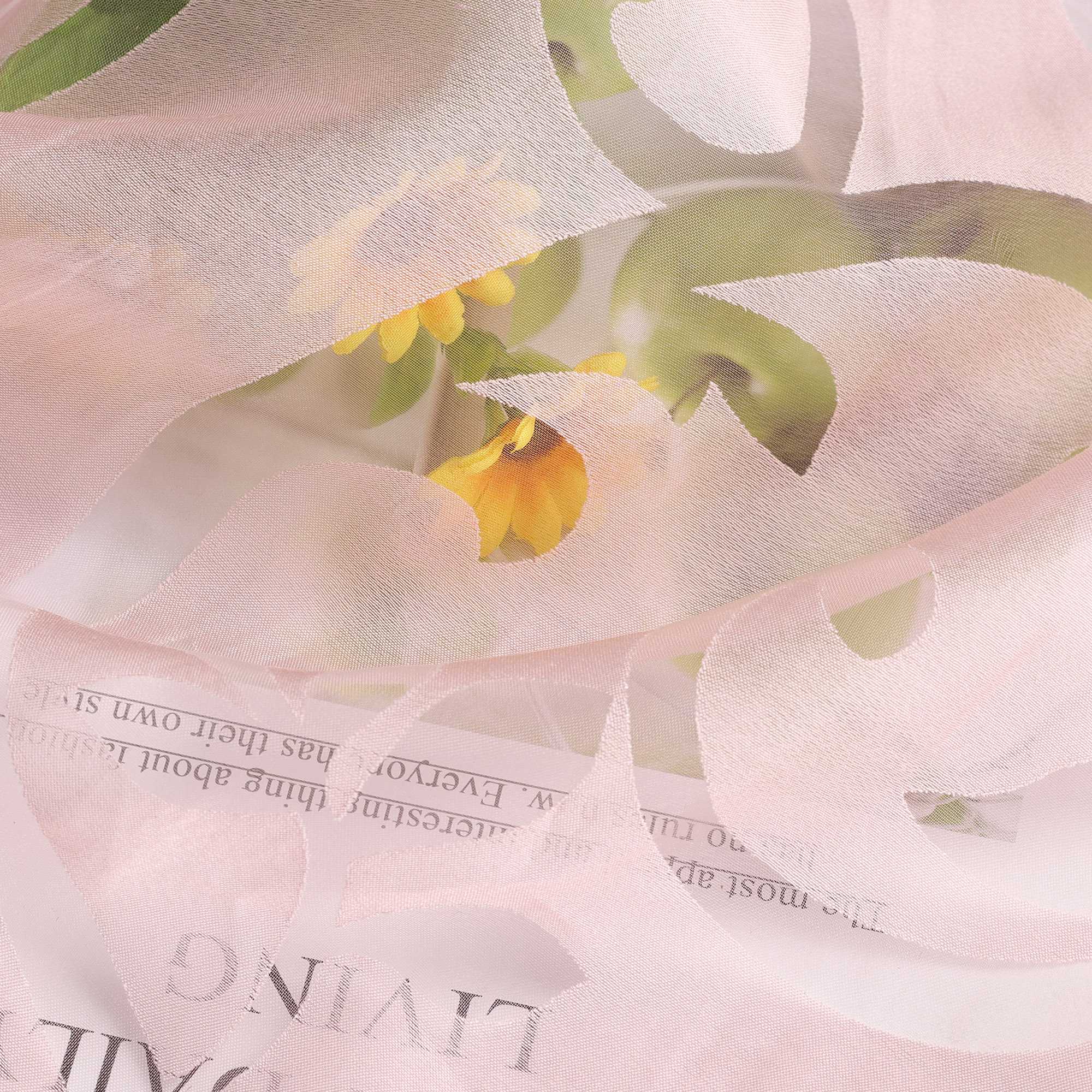 Transparentes Schiebevorhang Set Rosa mit Rankenmuster