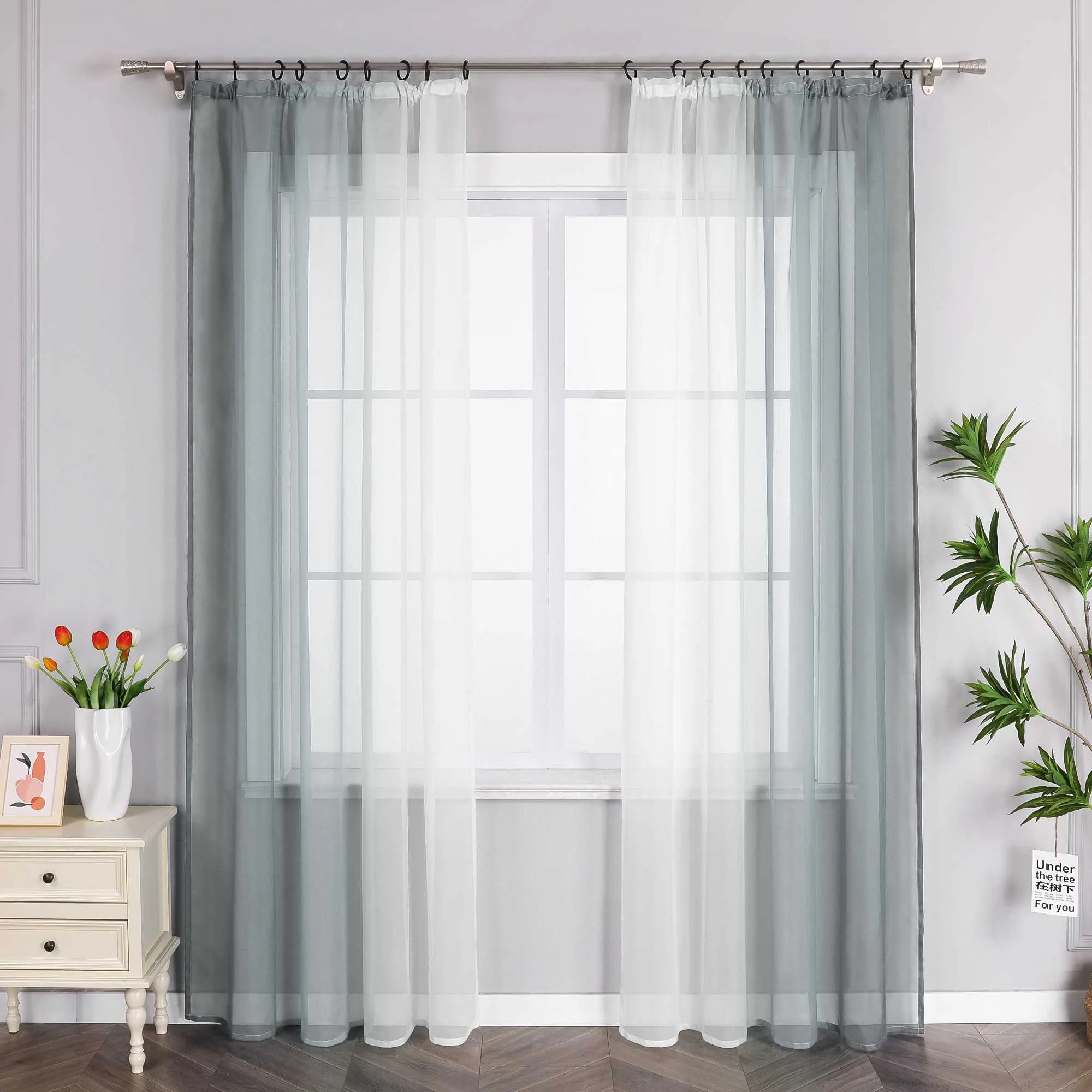 Transparente Vorhänge mit Farbverlauf 2er Set