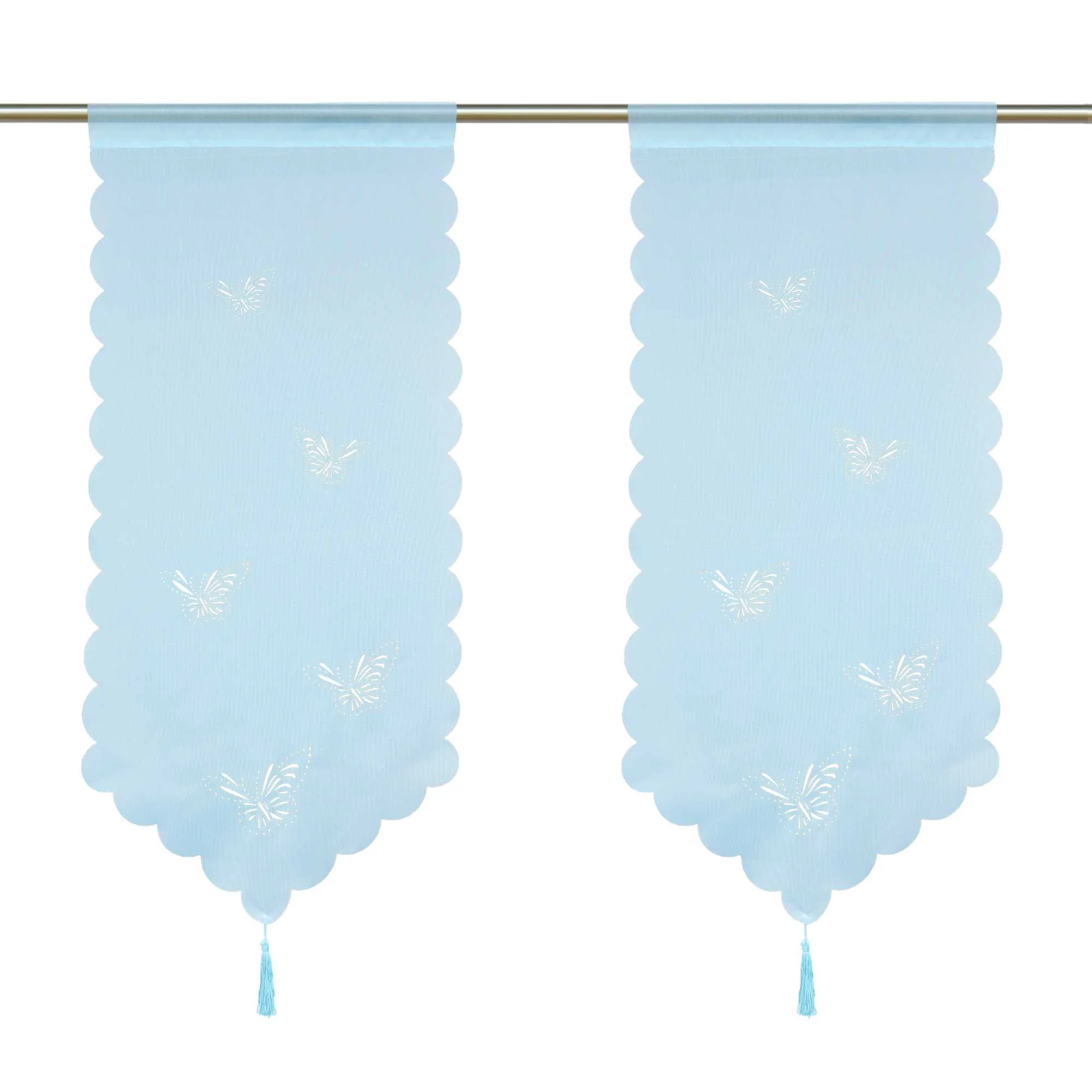 Transparente Scheibengardine mit Schmetterlingsdesign Dreiecksabschluss 1 Stück