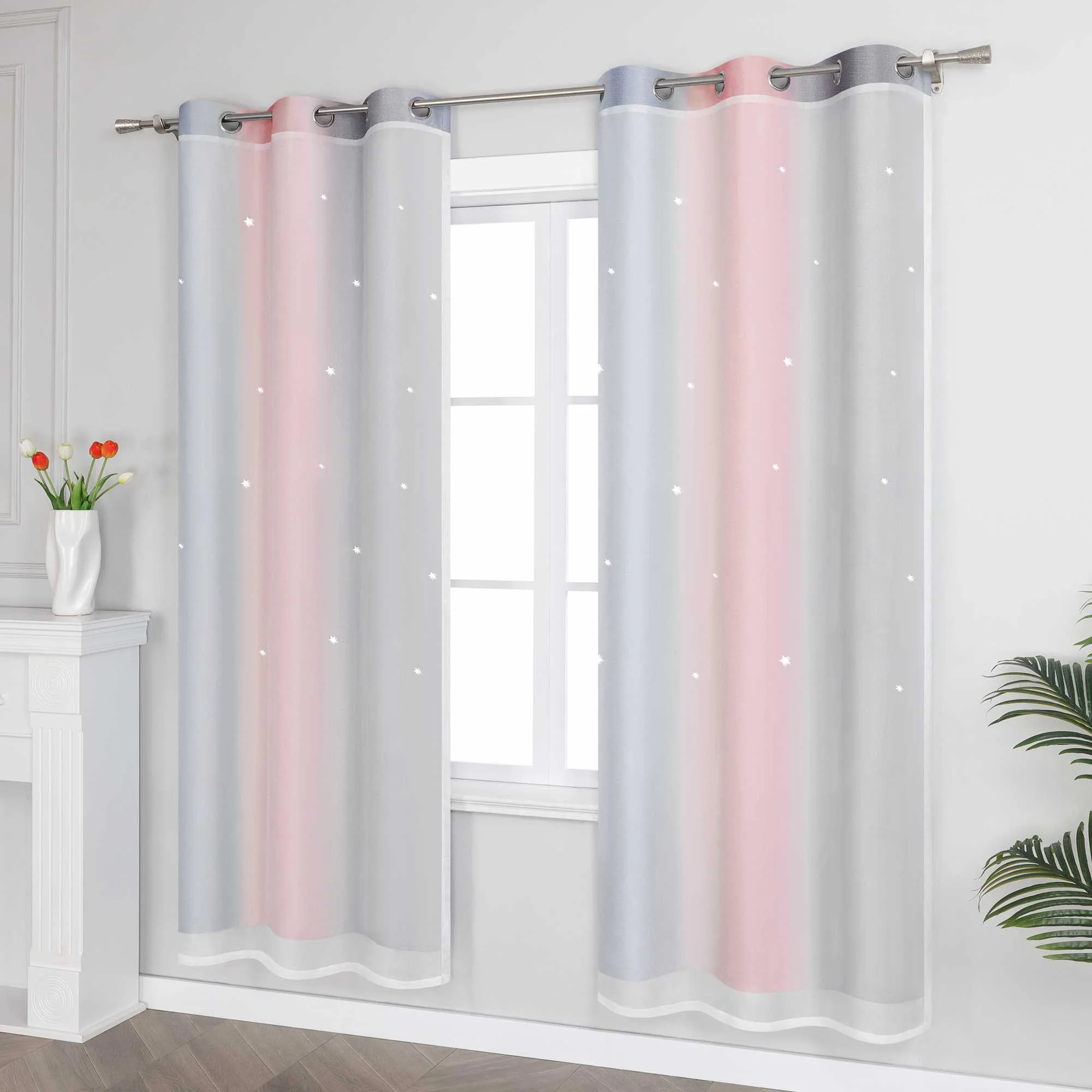 2-in-1 Vorhang Kinderzimmer mit Sternen 1 stück