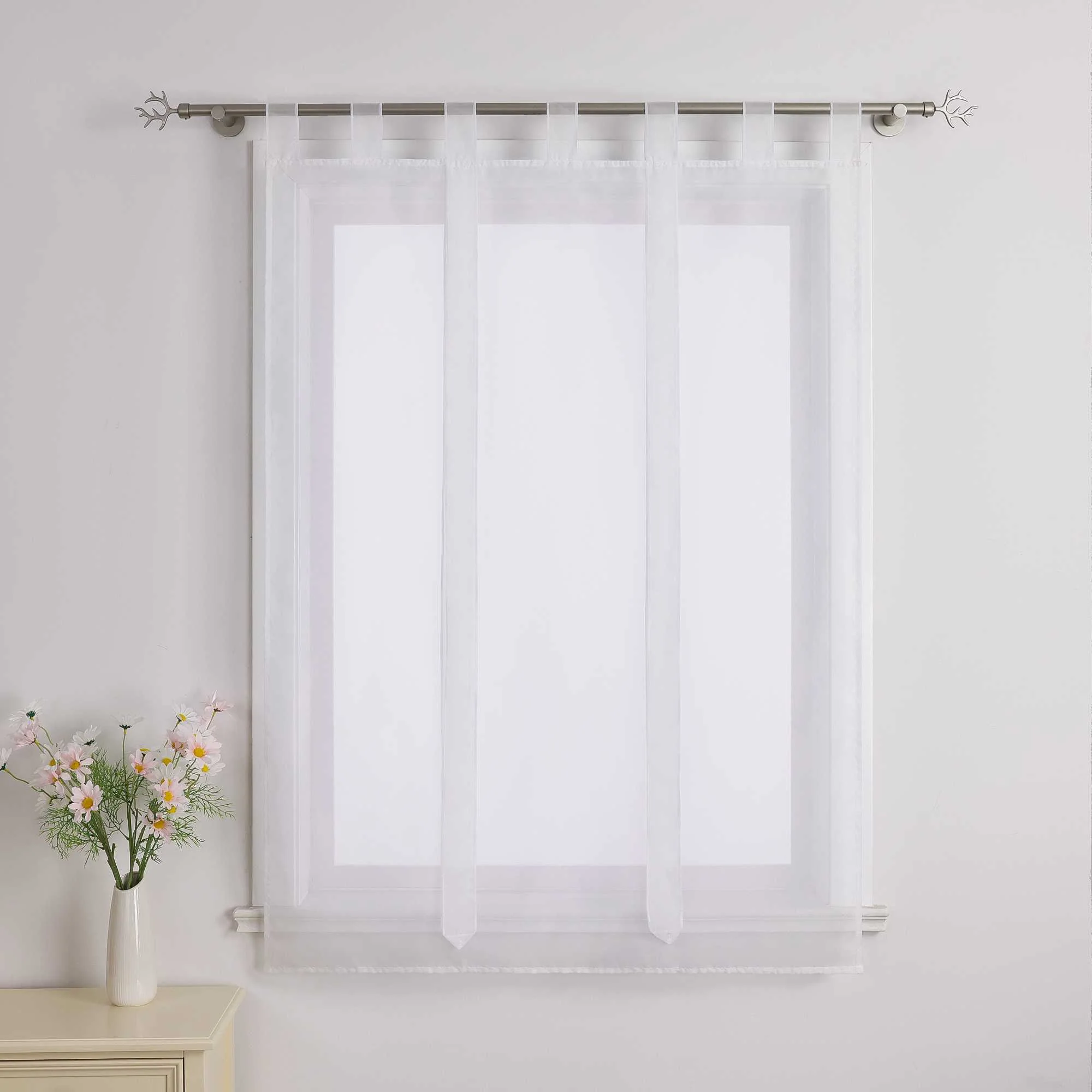 Rollos Schlaufengardine mit Schleifendesign transparent hochziehbar Fensterdeko 1 Stück