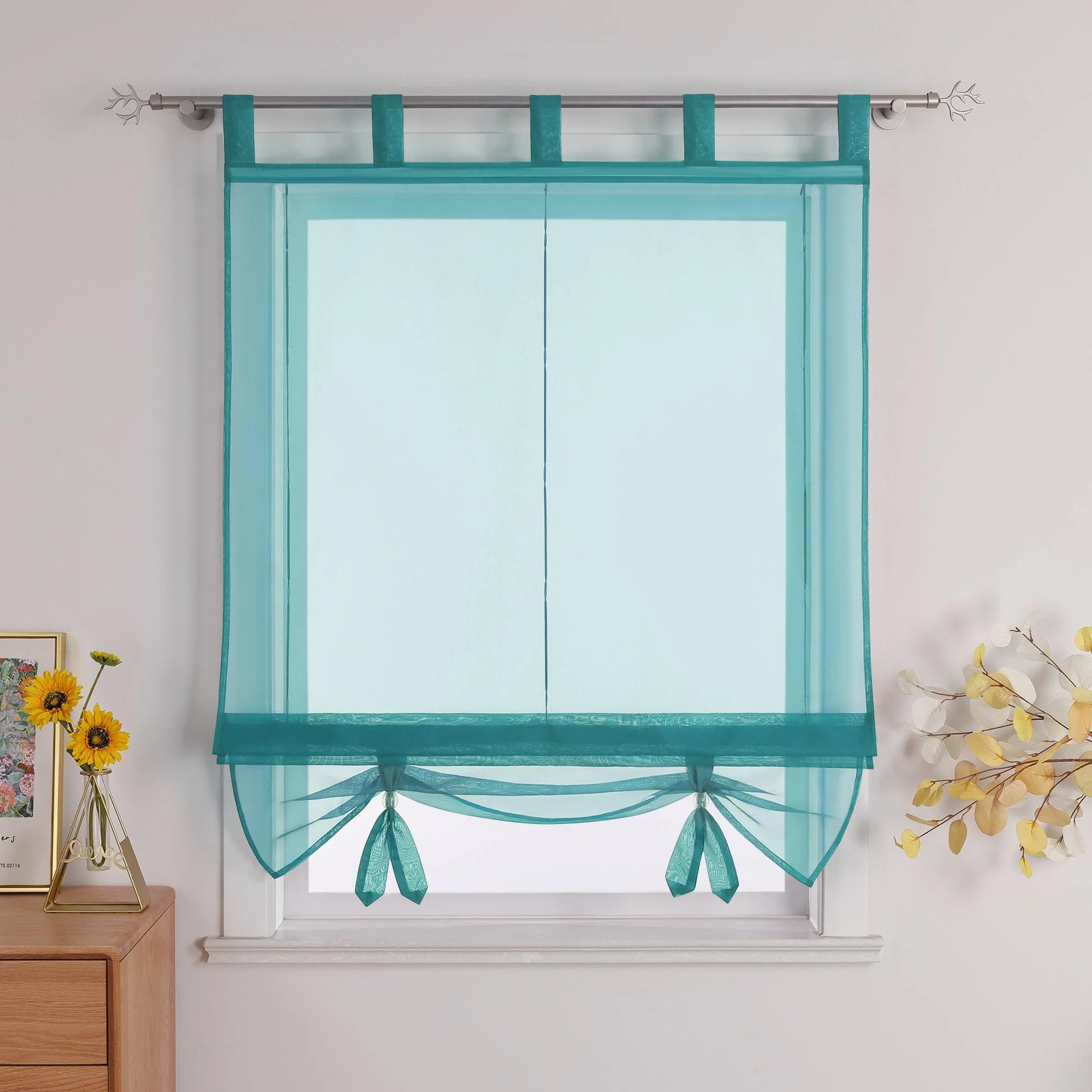 Rollos Kräuselbandgardine Transparente Fensterdeko Luftdurchlässig hochziehbar Unifarbe 1 Stück